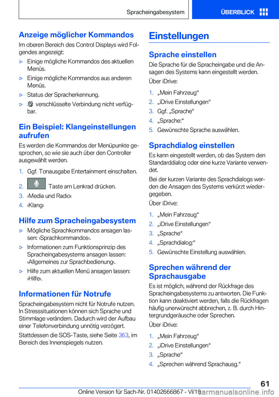 BMW X4 M 2020  Betriebsanleitungen (in German) �A�n�z�e�i�g�e��m�