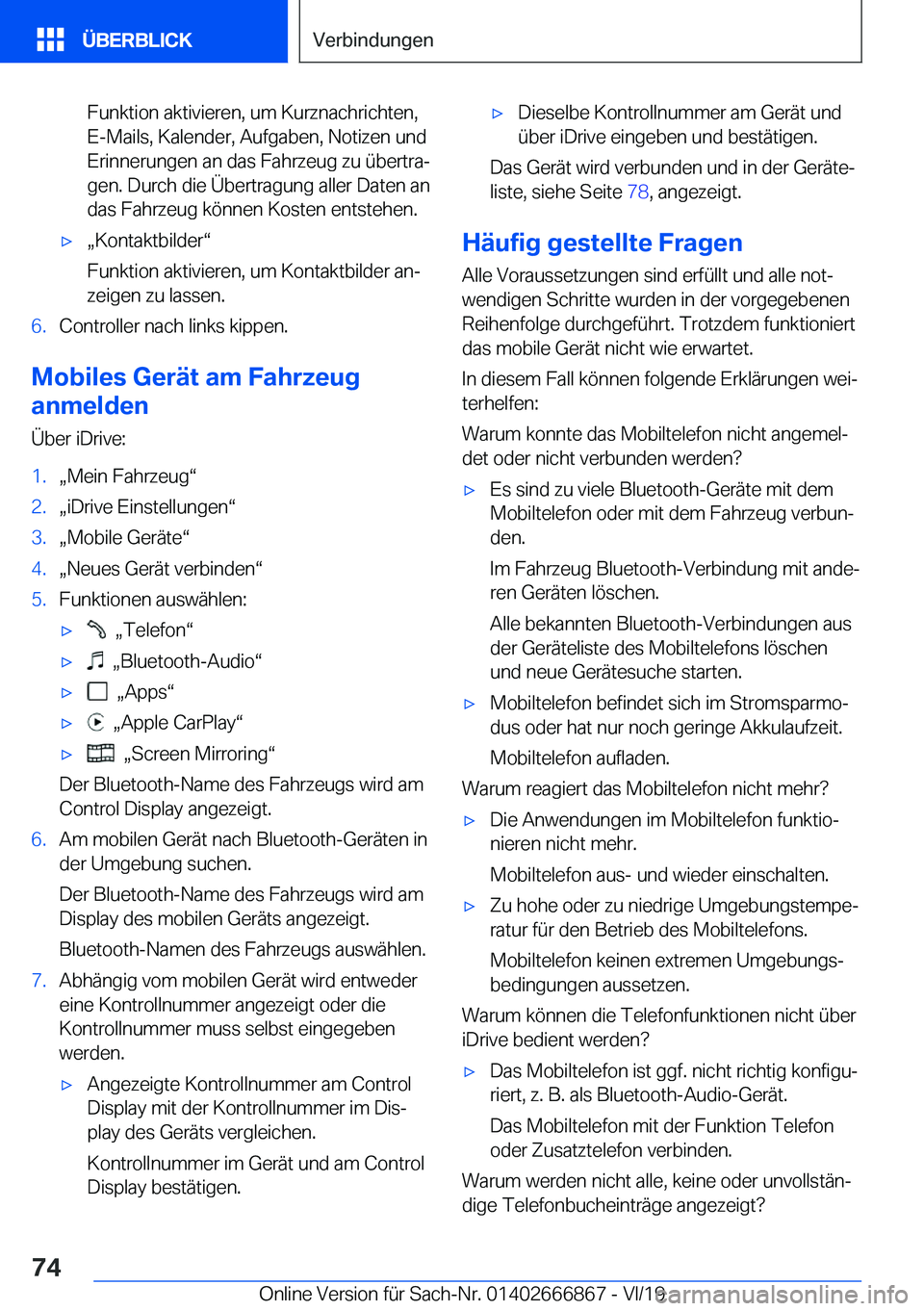 BMW X4 M 2020  Betriebsanleitungen (in German) �F�u�n�k�t�i�o�n��a�k�t�i�v�i�e�r�e�n�,��u�m��K�u�r�z�n�a�c�h�r�i�c�h�t�e�n�,�E�-�M�a�i�l�s�,��K�a�l�e�n�d�e�r�,��A�u�f�g�a�b�e�n�,��N�o�t�i�z�e�n��u�n�d�E�r�i�n�n�e�r�u�n�g�e�n��a�n��d�a�s�