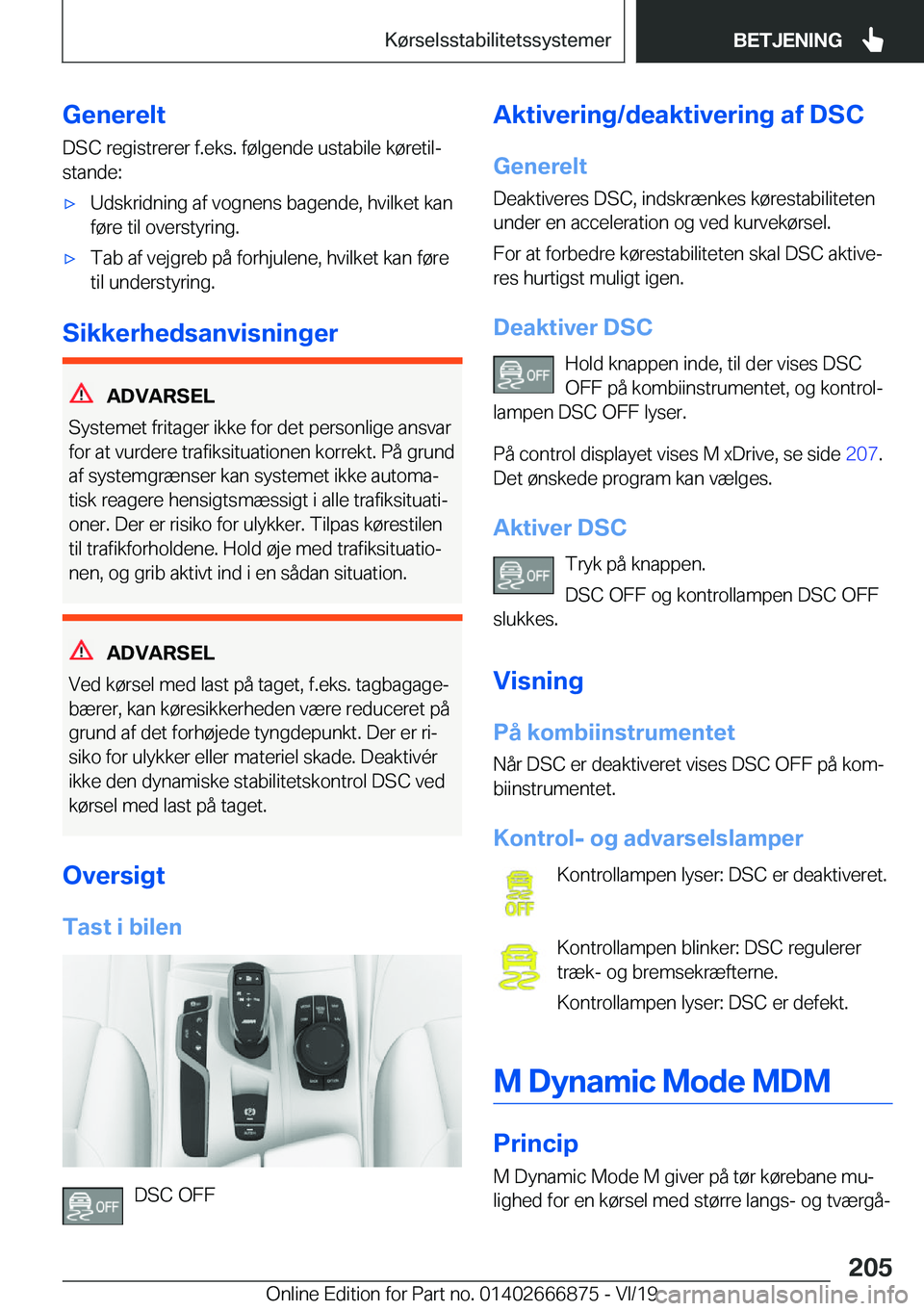 BMW X4 M 2020  InstruktionsbØger (in Danish) �G�e�n�e�r�e�l�t�D�S�C��r�e�g�i�s�t�r�e�r�e�r��f�.�e�k�s�.��f�