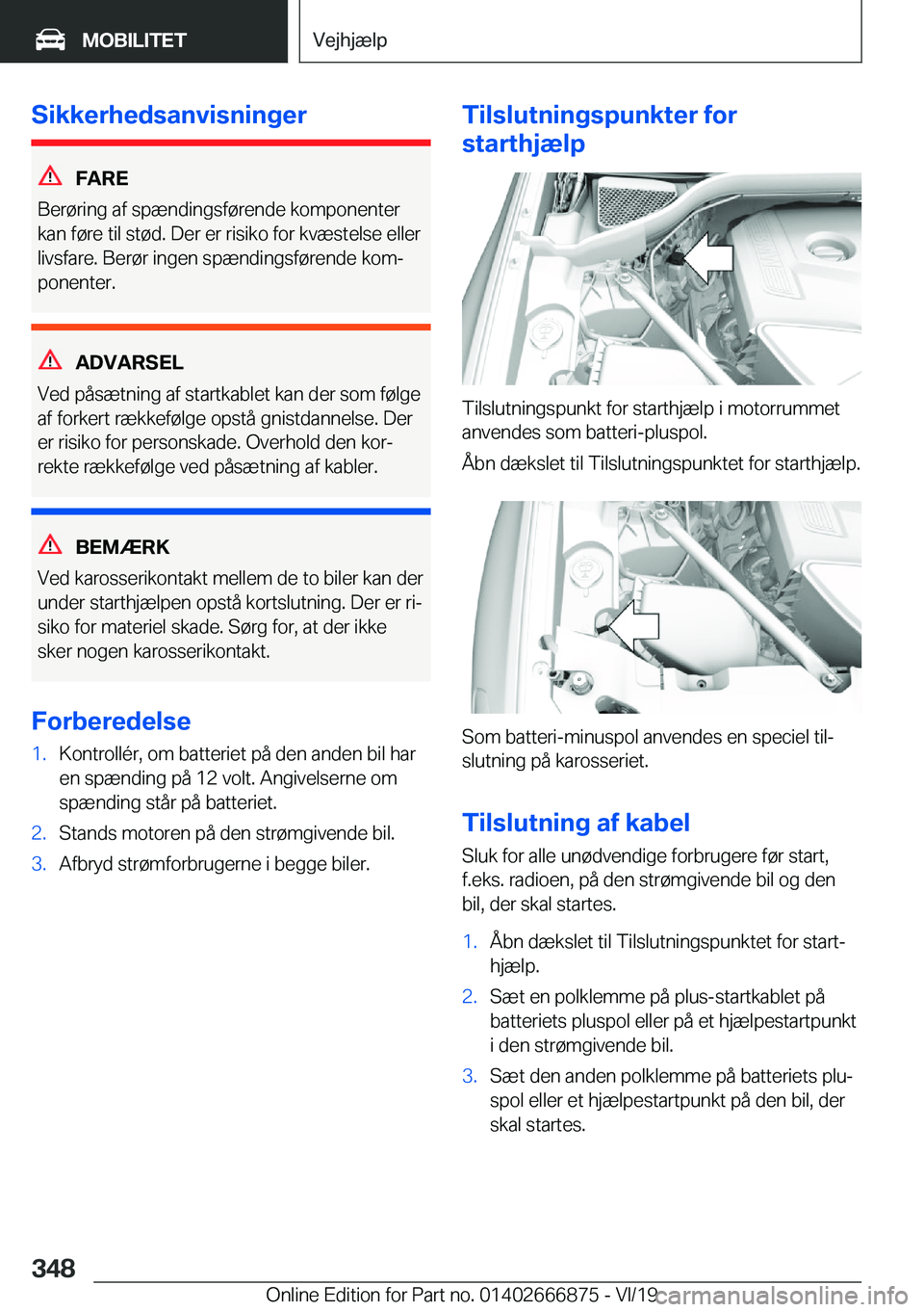 BMW X4 M 2020  InstruktionsbØger (in Danish) �S�i�k�k�e�r�h�e�d�s�a�n�v�i�s�n�i�n�g�e�r
�F�A�R�E
�B�e�r�