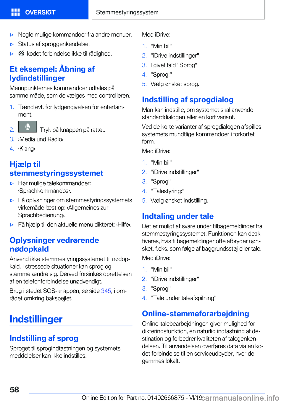 BMW X4 M 2020  InstruktionsbØger (in Danish) 'x�N�o�g�l�e��m�u�l�i�g�e��k�o�m�m�a�n�d�o�e�r��f�r�a��a�n�d�r�e��m�e�n�u�e�r�.'x�S�t�a�t�u�s��a�f��s�p�r�o�g�g�e�n�k�e�n�d�e�l�s�e�.'x���k�o�d�e�t��f�o�r�b�i�n�d�e�l�s�e��i�k�k