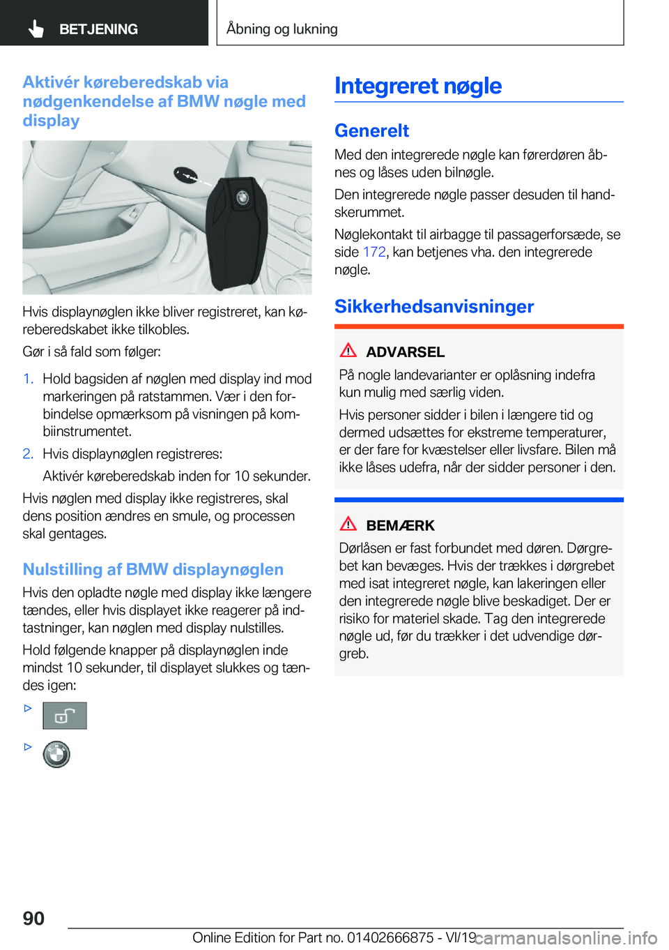 BMW X4 M 2020  InstruktionsbØger (in Danish) �A�k�t�i�v�