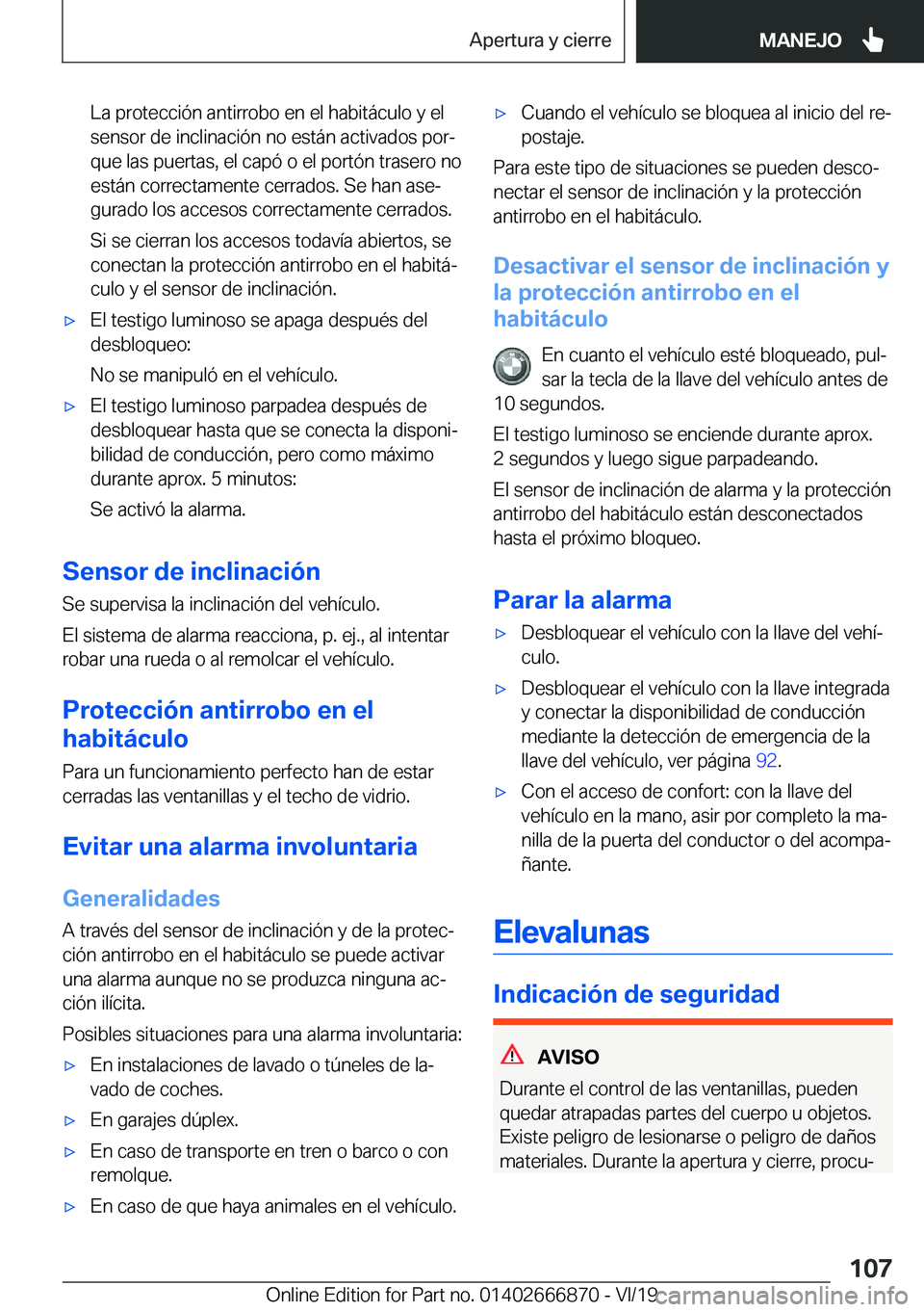 BMW X4 M 2020  Manuales de Empleo (in Spanish) �L�a��p�r�o�t�e�c�c�i�