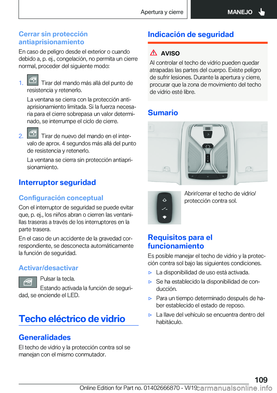 BMW X4 M 2020  Manuales de Empleo (in Spanish) �C�e�r�r�a�r��s�i�n��p�r�o�t�e�c�c�i�