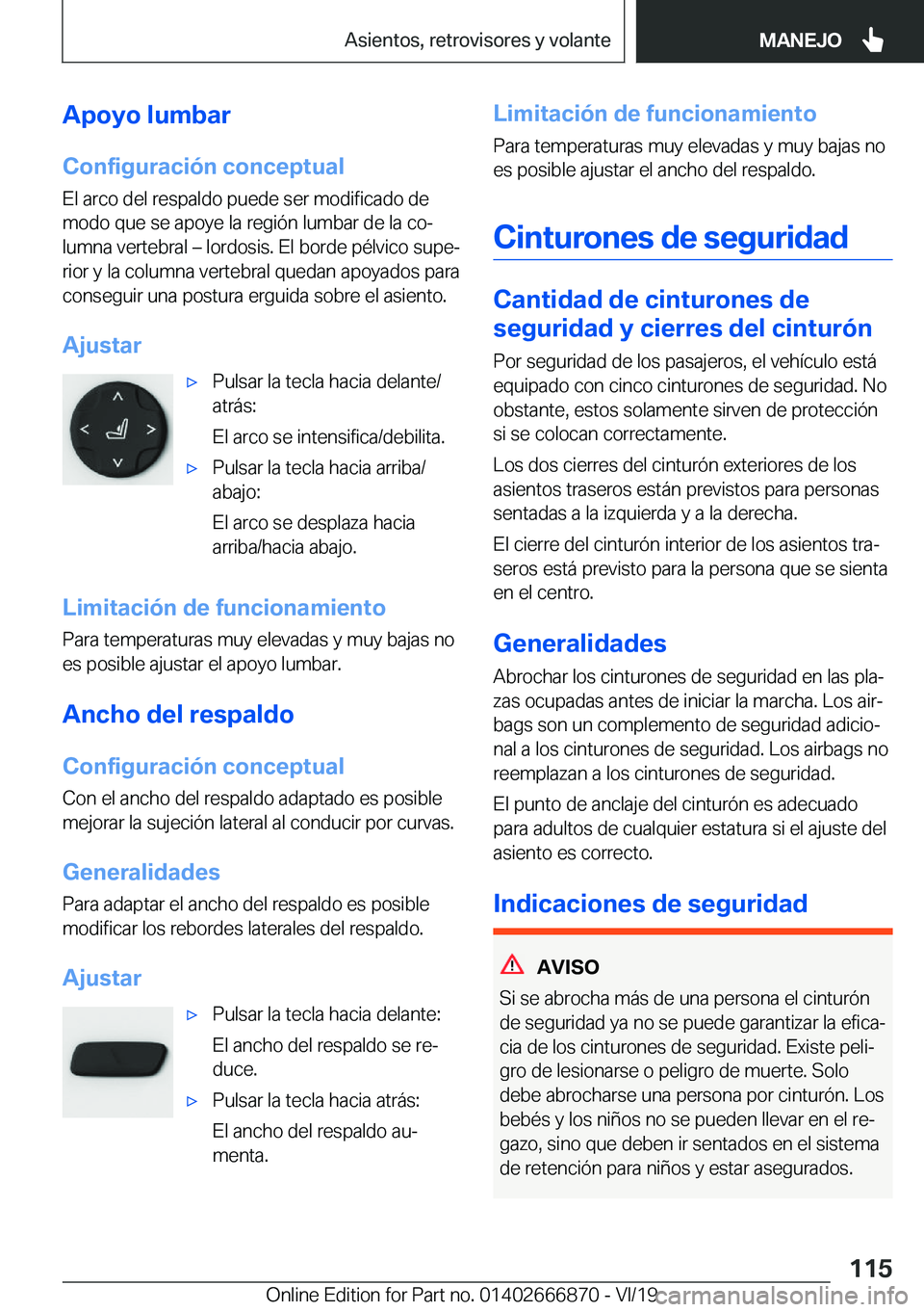 BMW X4 M 2020  Manuales de Empleo (in Spanish) �A�p�o�y�o��l�u�m�b�a�r
�C�o�n�f�i�g�u�r�a�c�i�