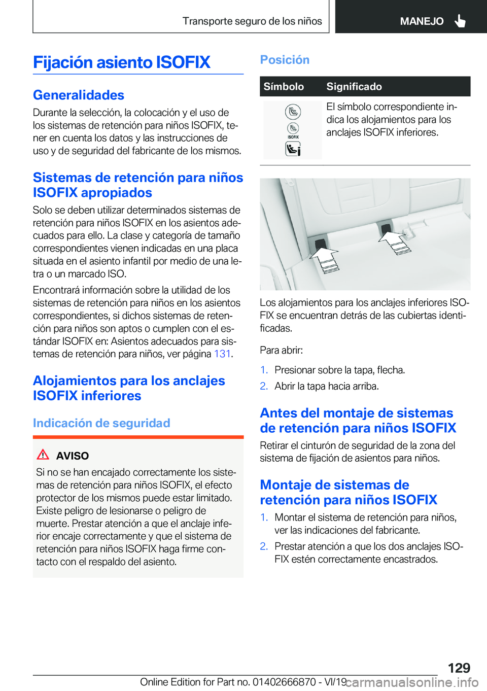 BMW X4 M 2020  Manuales de Empleo (in Spanish) �F�i�j�a�c�i�