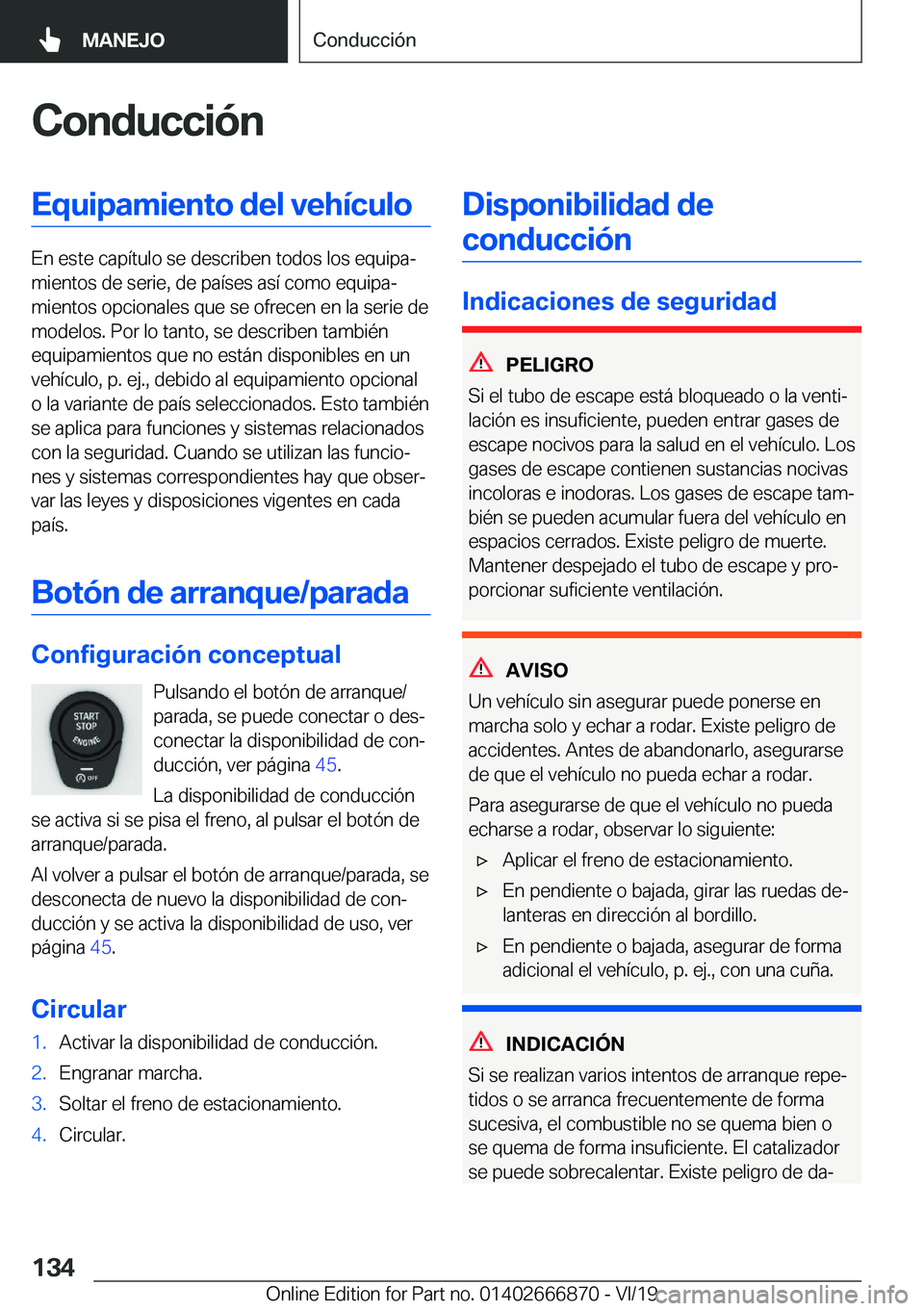 BMW X4 M 2020  Manuales de Empleo (in Spanish) �C�o�n�d�u�c�c�i�
