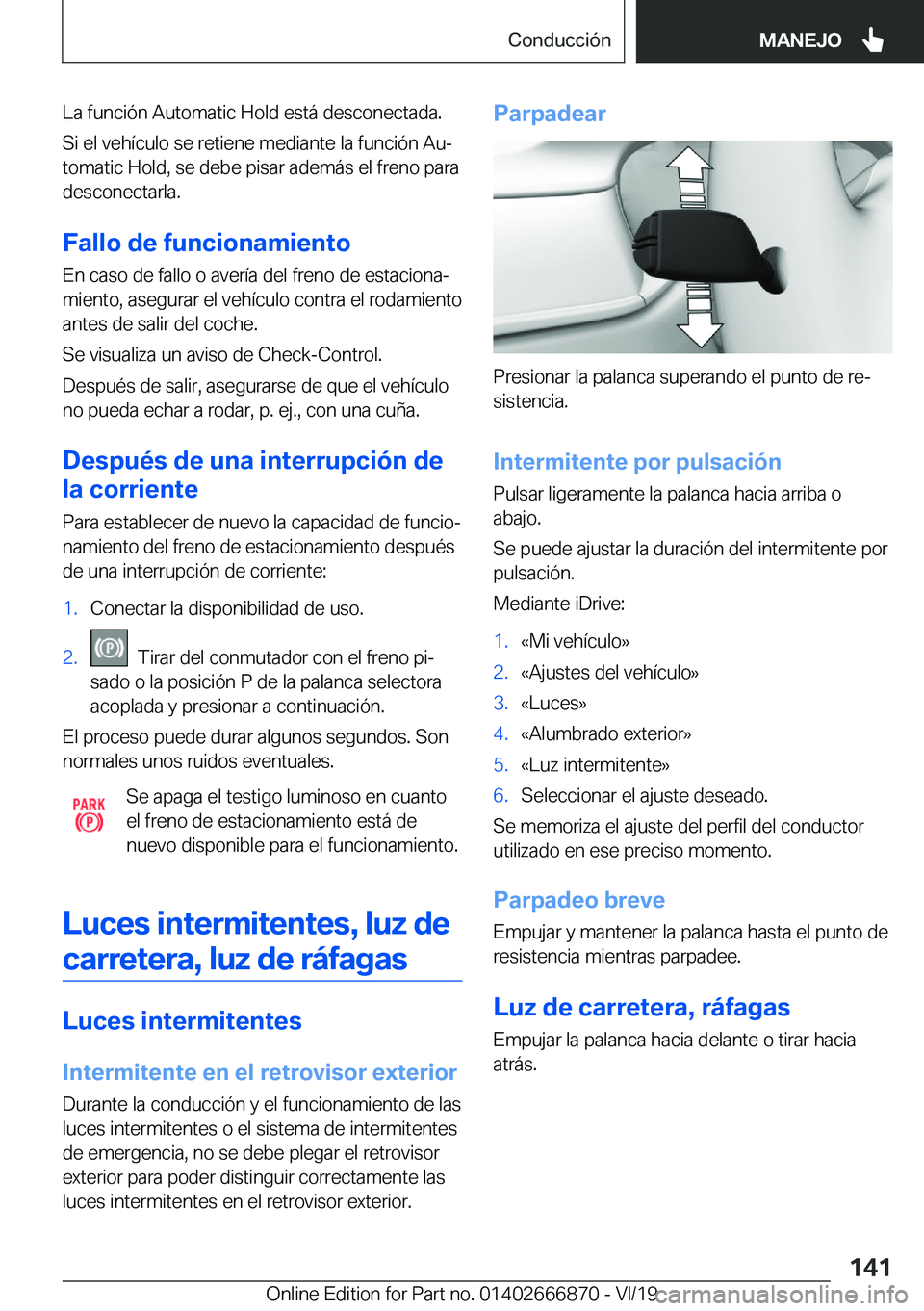 BMW X4 M 2020  Manuales de Empleo (in Spanish) �L�a��f�u�n�c�i�