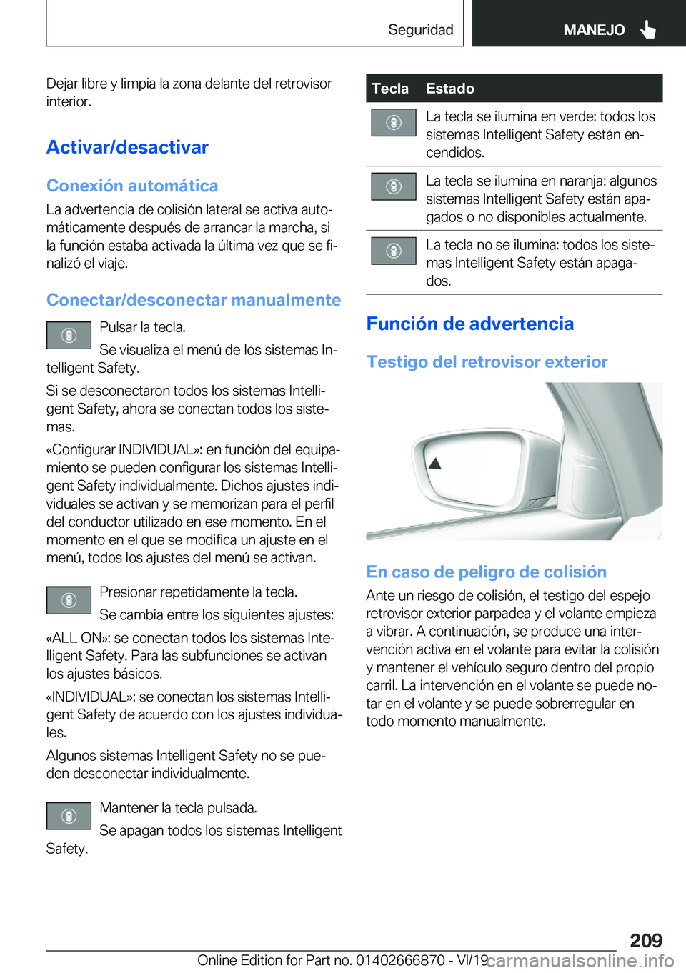 BMW X4 M 2020  Manuales de Empleo (in Spanish) �D�e�j�a�r��l�i�b�r�e��y��l�i�m�p�i�a��l�a��z�o�n�a��d�e�l�a�n�t�e��d�e�l��r�e�t�r�o�v�i�s�o�r�i�n�t�e�r�i�o�r�.
�A�c�t�i�v�a�r�/�d�e�s�a�c�t�i�v�a�r �C�o�n�e�x�i�