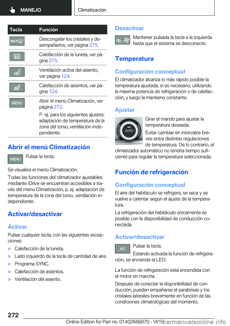 BMW X4 M 2020  Manuales de Empleo (in Spanish) �T�e�c�l�a�F�u�n�c�i�