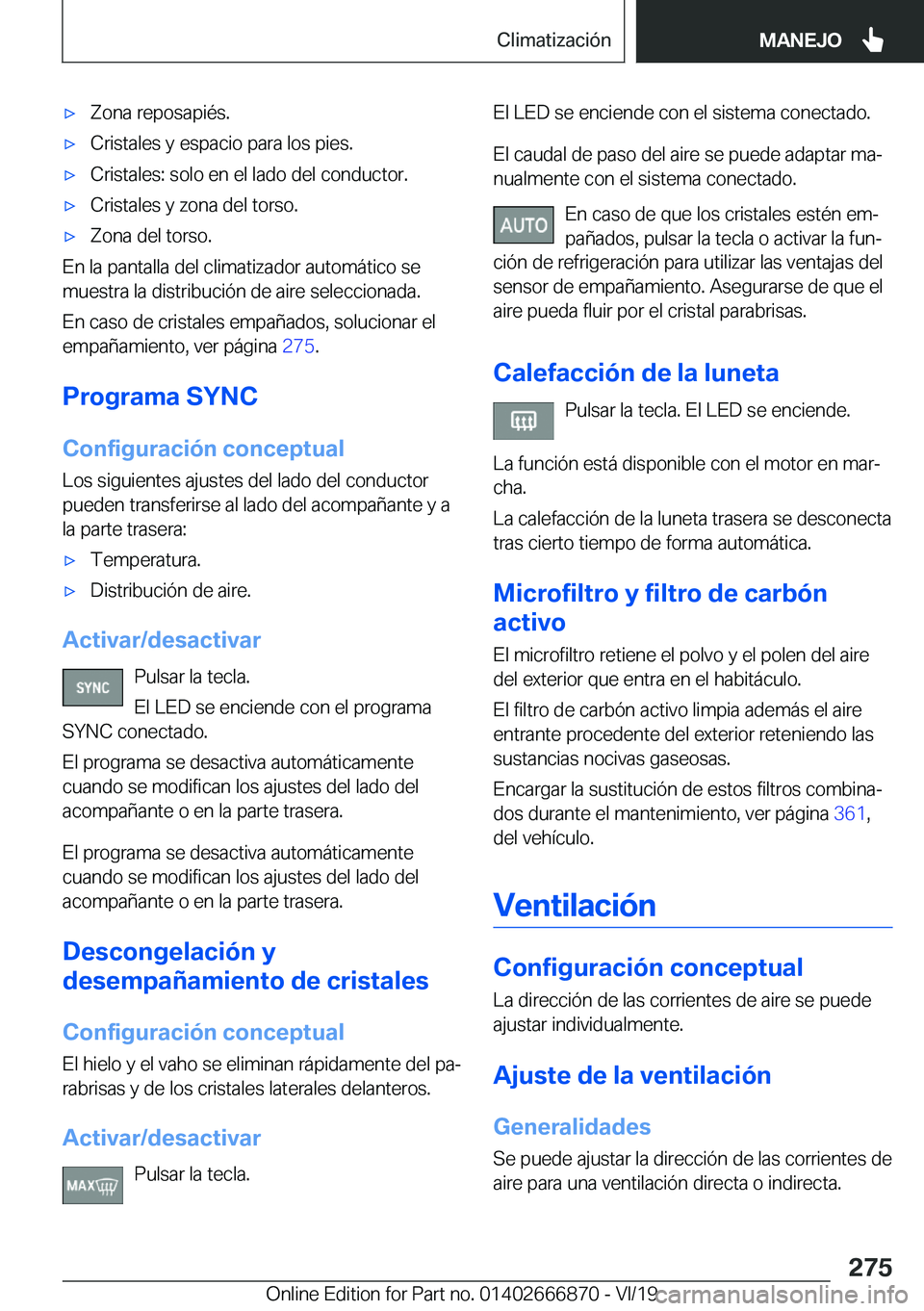 BMW X4 M 2020  Manuales de Empleo (in Spanish) x�Z�o�n�a��r�e�p�o�s�a�p�i�