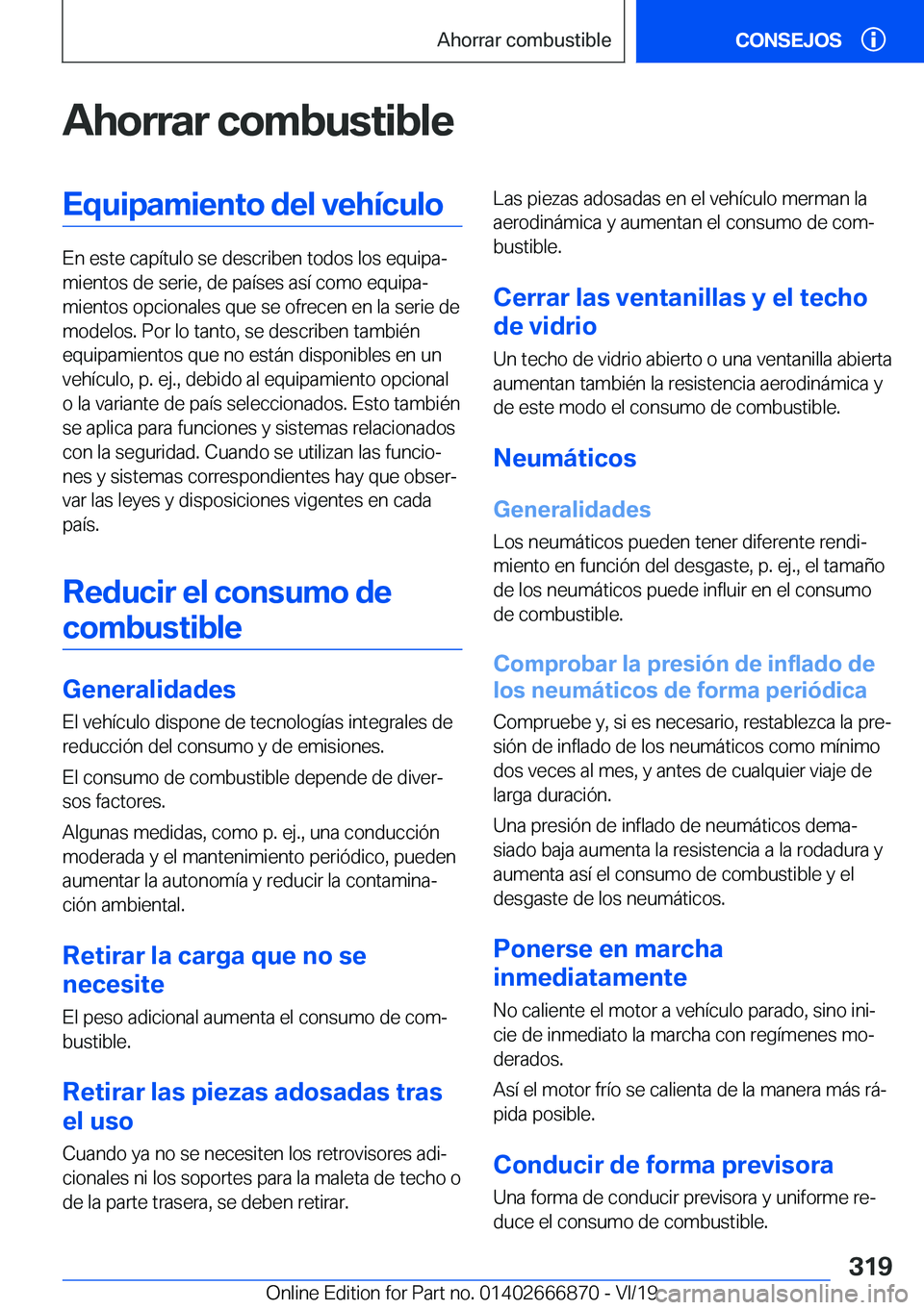 BMW X4 M 2020  Manuales de Empleo (in Spanish) �A�h�o�r�r�a�r��c�o�m�b�u�s�t�i�b�l�e�E�q�u�i�p�a�m�i�e�n�t�o��d�e�l��v�e�h�