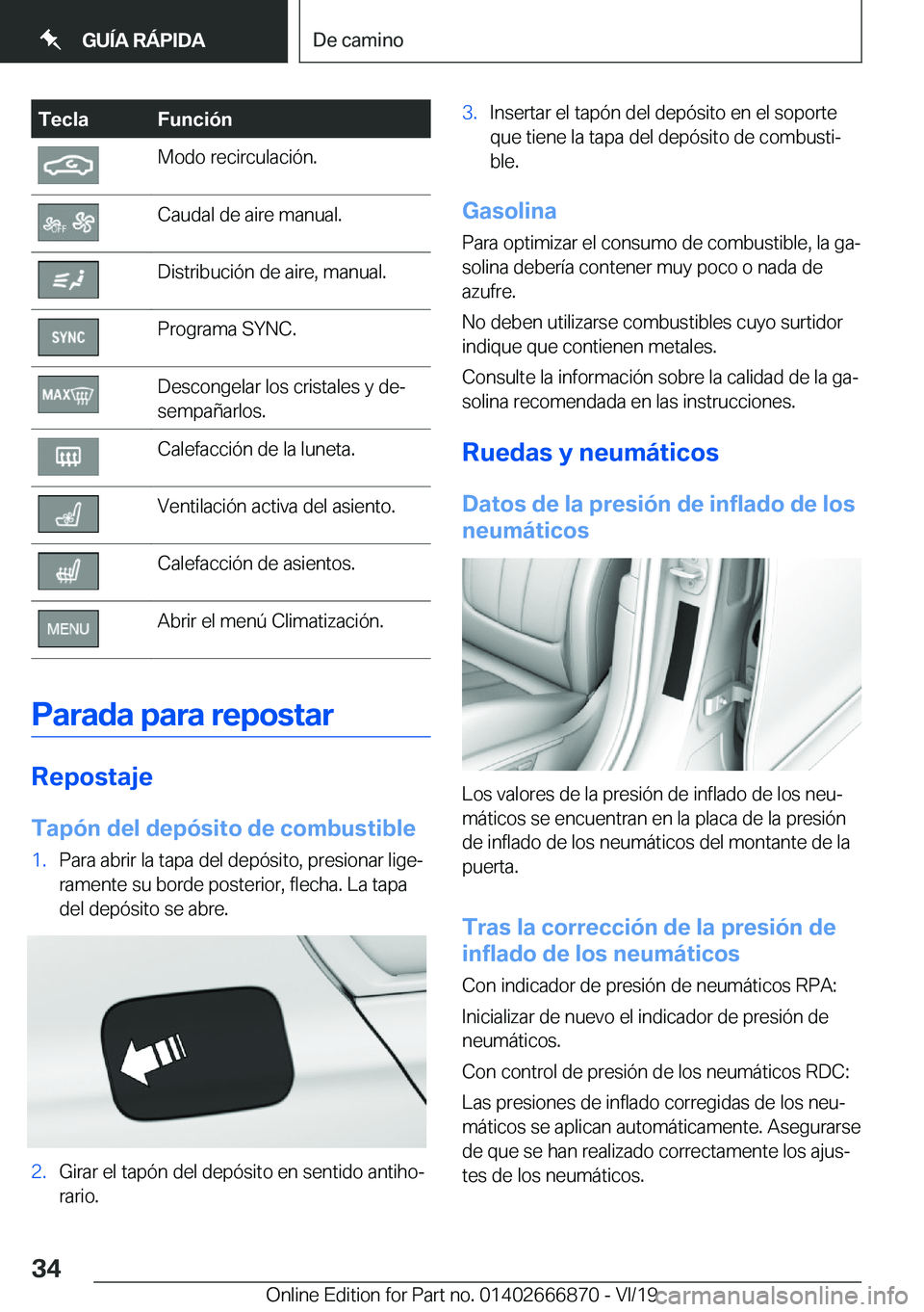 BMW X4 M 2020  Manuales de Empleo (in Spanish) �T�e�c�l�a�F�u�n�c�i�