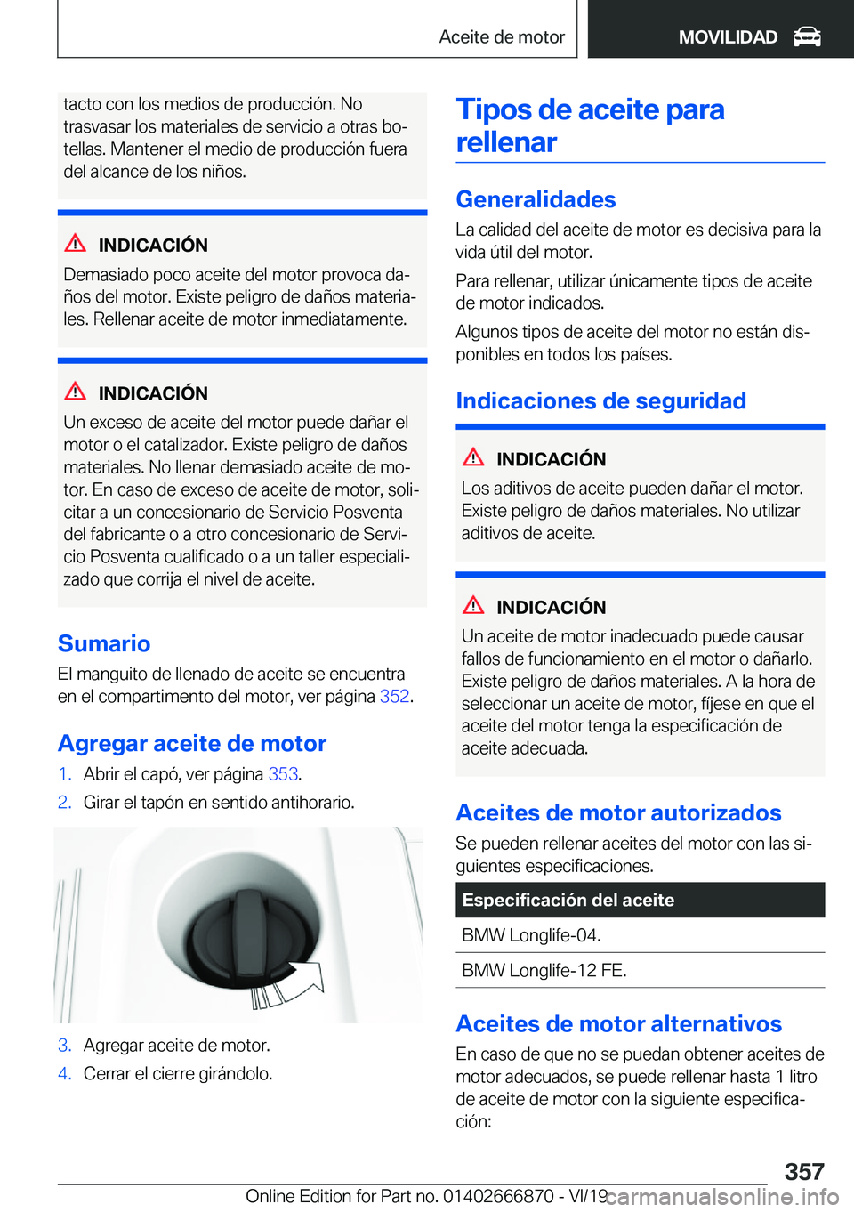 BMW X4 M 2020  Manuales de Empleo (in Spanish) �t�a�c�t�o��c�o�n��l�o�s��m�e�d�i�o�s��d�e��p�r�o�d�u�c�c�i�