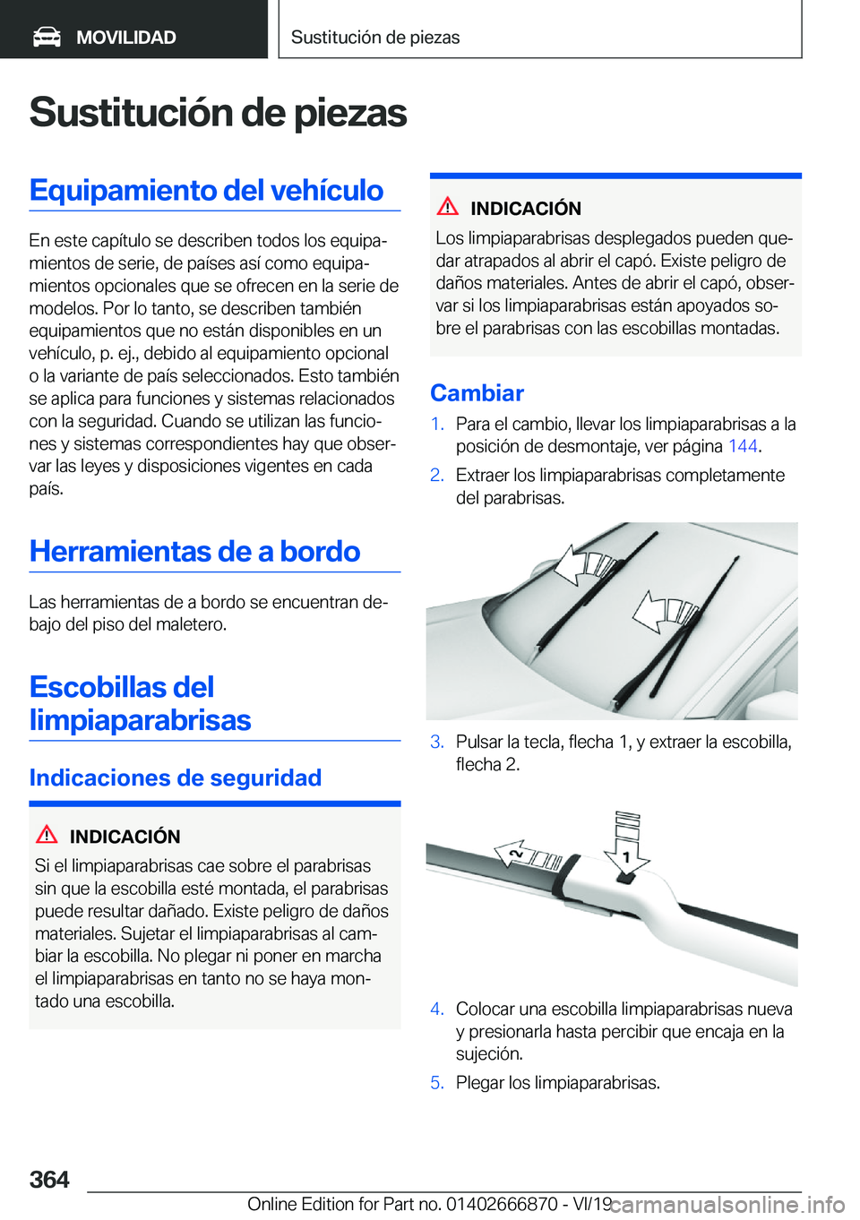 BMW X4 M 2020  Manuales de Empleo (in Spanish) �S�u�s�t�i�t�u�c�i�