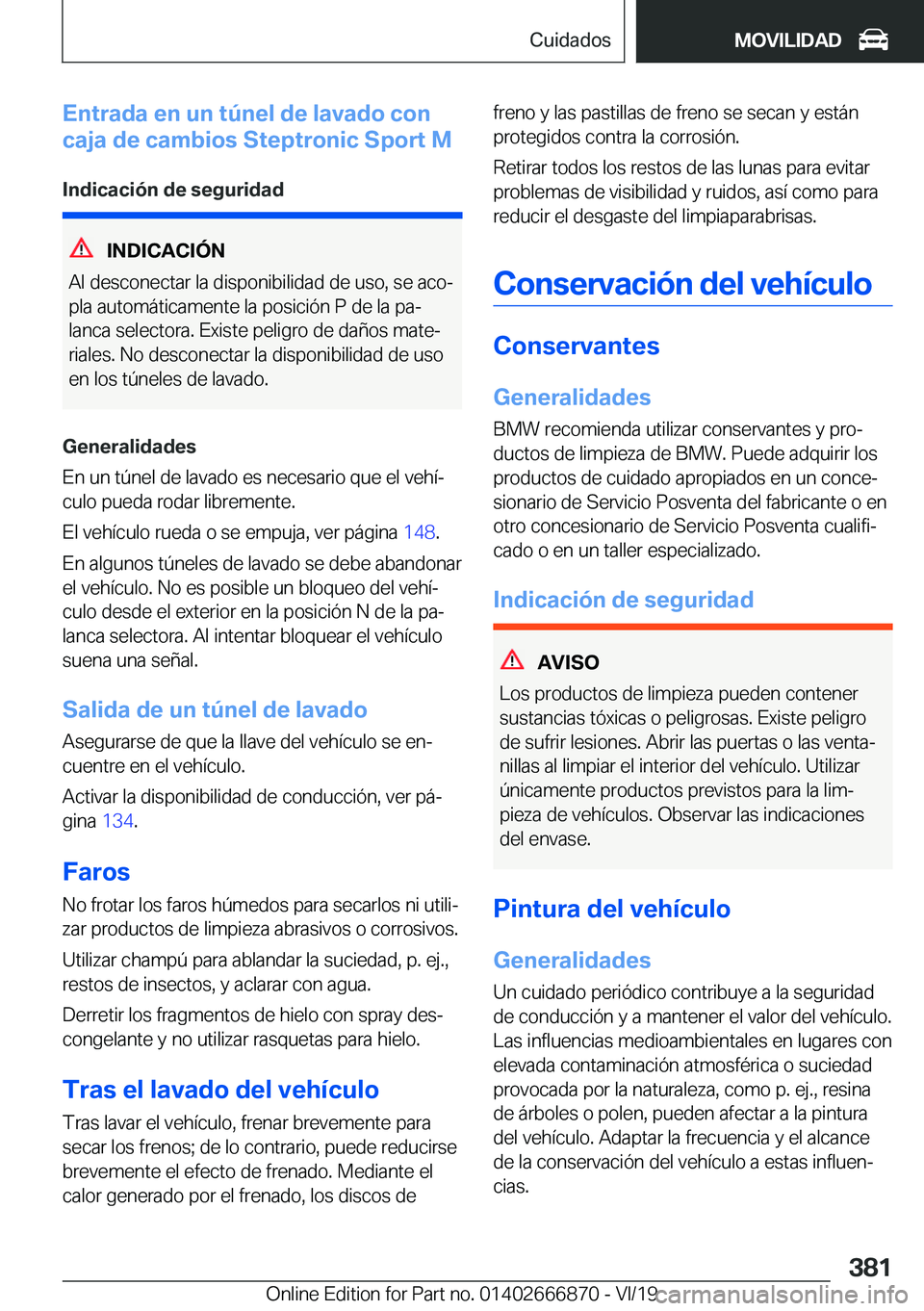 BMW X4 M 2020  Manuales de Empleo (in Spanish) �E�n�t�r�a�d�a��e�n��u�n��t�