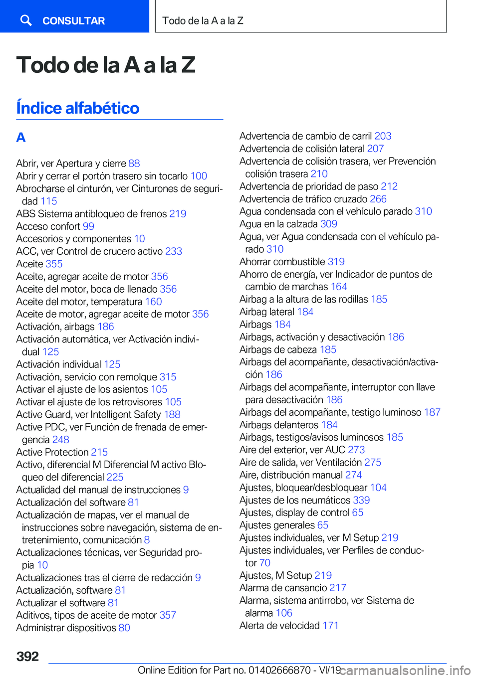 BMW X4 M 2020  Manuales de Empleo (in Spanish) �T�o�d�o��d�e��l�a��A��a��l�a��Z
�