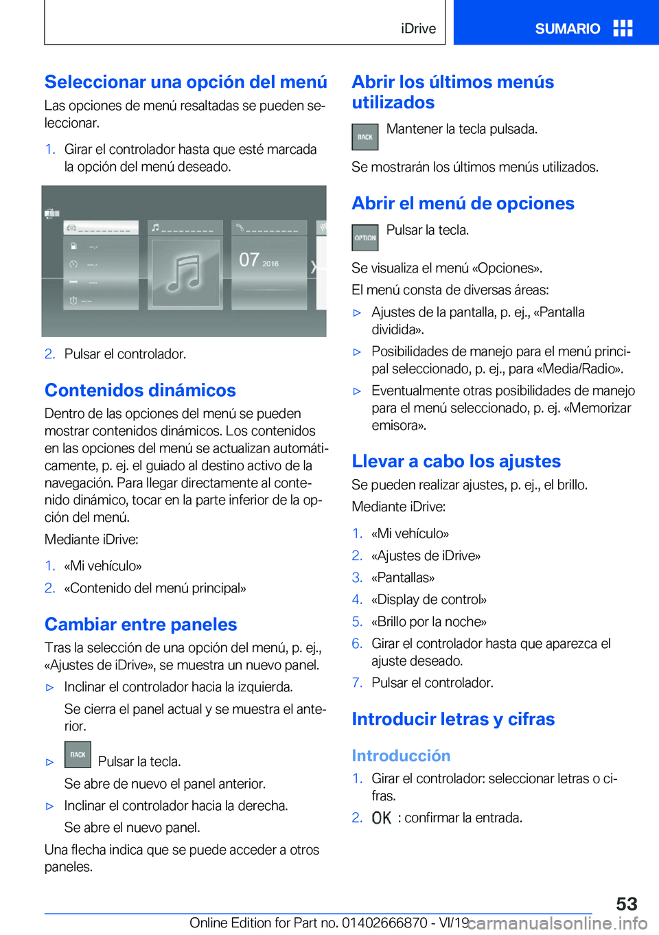 BMW X4 M 2020  Manuales de Empleo (in Spanish) �S�e�l�e�c�c�i�o�n�a�r��u�n�a��o�p�c�i�