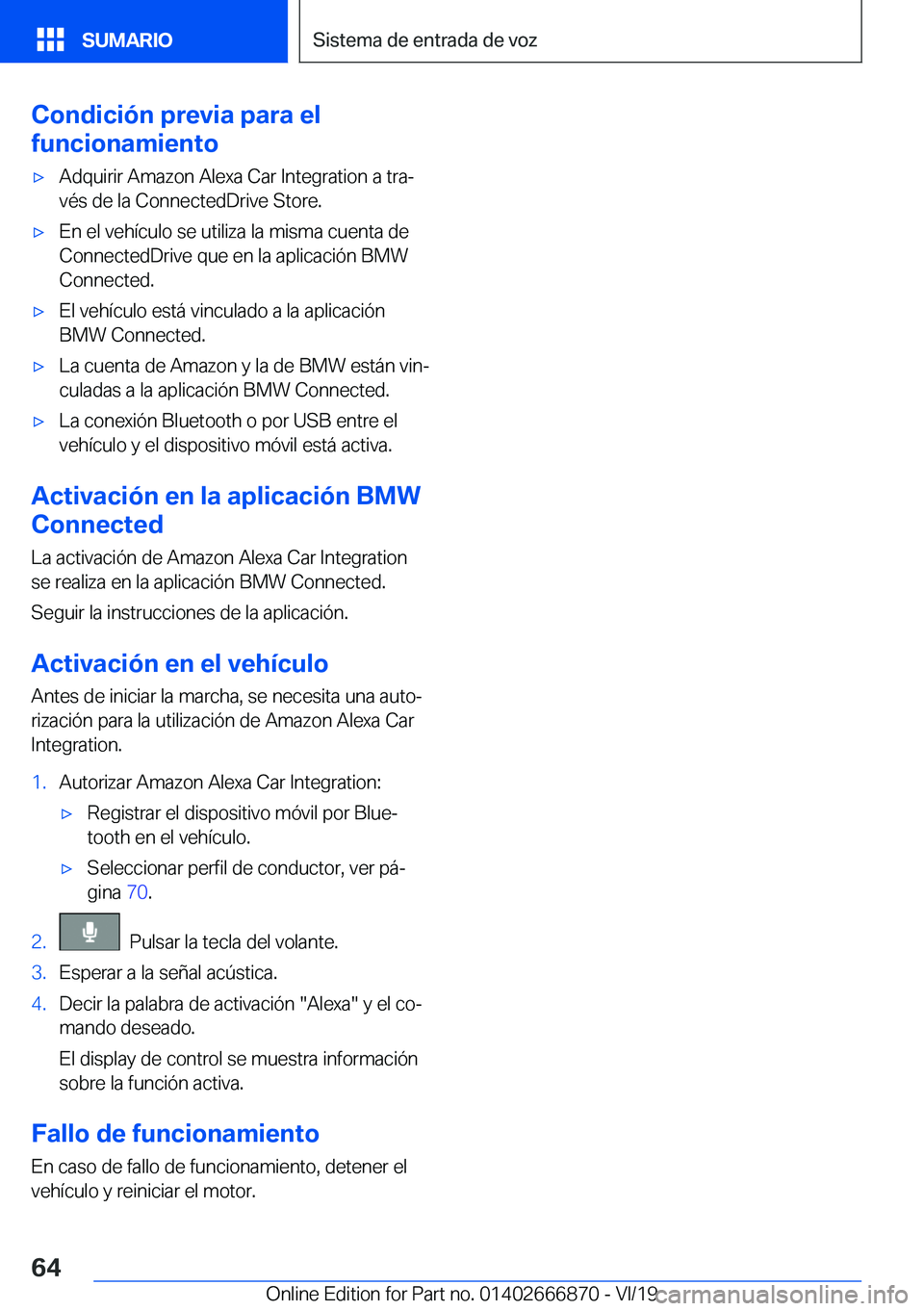 BMW X4 M 2020  Manuales de Empleo (in Spanish) �C�o�n�d�i�c�i�