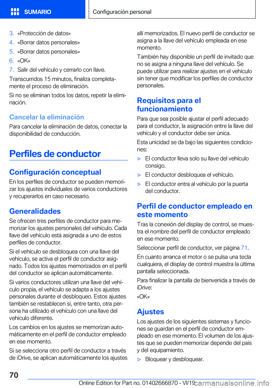 BMW X4 M 2020  Manuales de Empleo (in Spanish) �3�.�«�P�r�o�t�e�c�c�i�