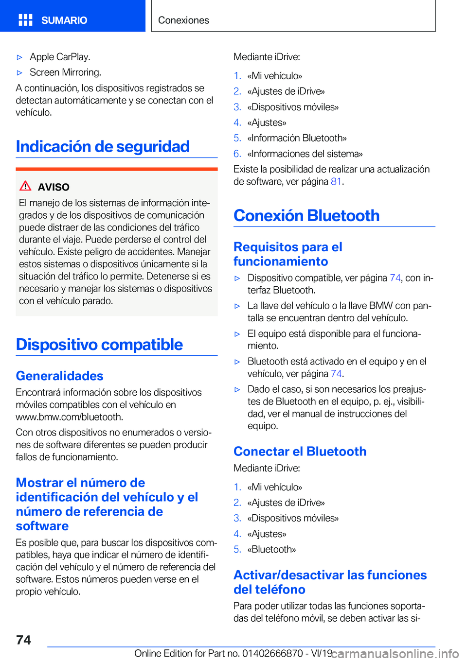 BMW X4 M 2020  Manuales de Empleo (in Spanish) x�A�p�p�l�e��C�a�r�P�l�a�y�.x�S�c�r�e�e�n��M�i�r�r�o�r�i�n�g�.
�A��c�o�n�t�i�n�u�a�c�i�