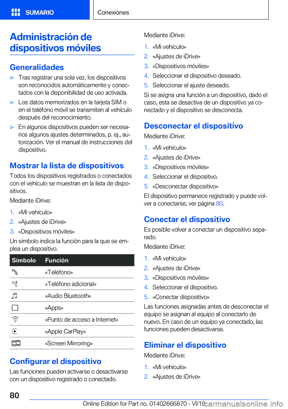 BMW X4 M 2020  Manuales de Empleo (in Spanish) �A�d�m�i�n�i�s�t�r�a�c�i�