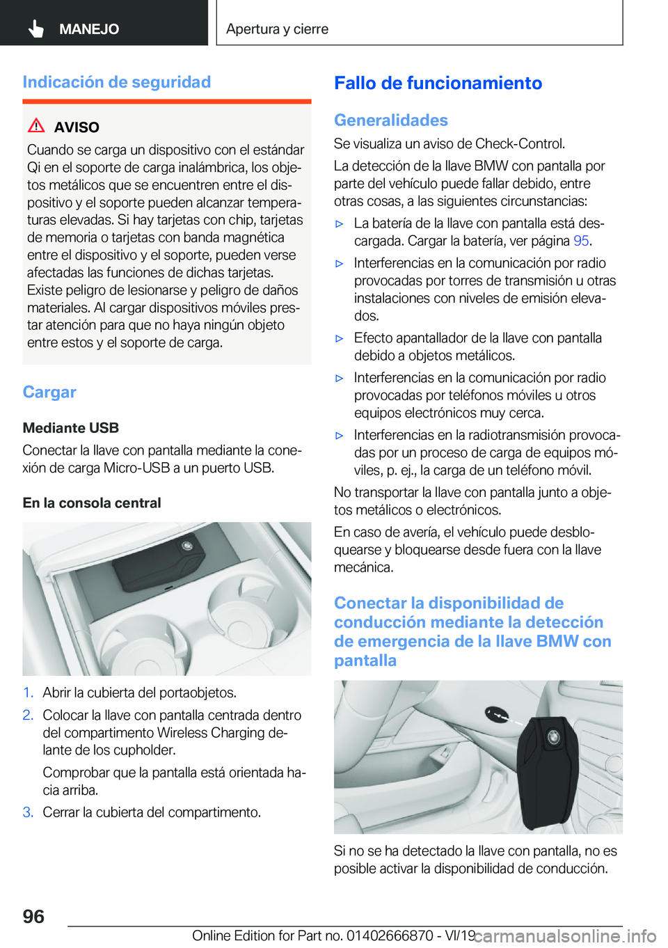 BMW X4 M 2020  Manuales de Empleo (in Spanish) �I�n�d�i�c�a�c�i�