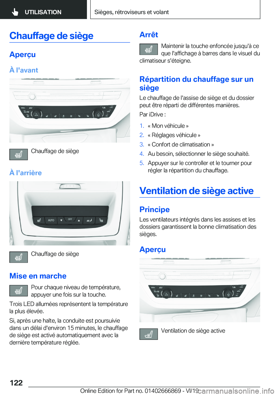 BMW X4 M 2020  Notices Demploi (in French) �C�h�a�u�f�f�a�g�e��d�e��s�i�è�g�e
�A�p�e�r�ç�u
�