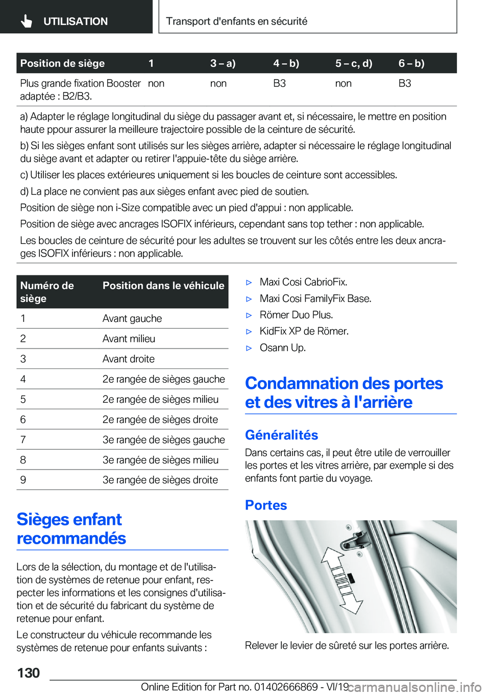 BMW X4 M 2020  Notices Demploi (in French) �P�o�s�i�t�i�o�n��d�e��s�i�è�g�e�1�3�m��a�)�4�m��b�)�5�m��c�,��d�)�6�m��b�)�P�l�u�s��g�r�a�n�d�e��f�i�x�a�t�i�o�n��B�o�o�s�t�e�r
�a�d�a�p�t�é�e��:��B�2�/�B�3�.�n�o�n�n�o�n�B�3�n�