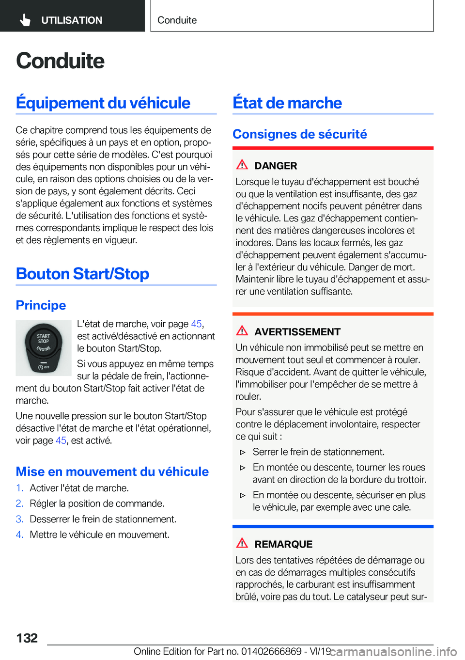 BMW X4 M 2020  Notices Demploi (in French) �C�o�n�d�u�i�t�e�