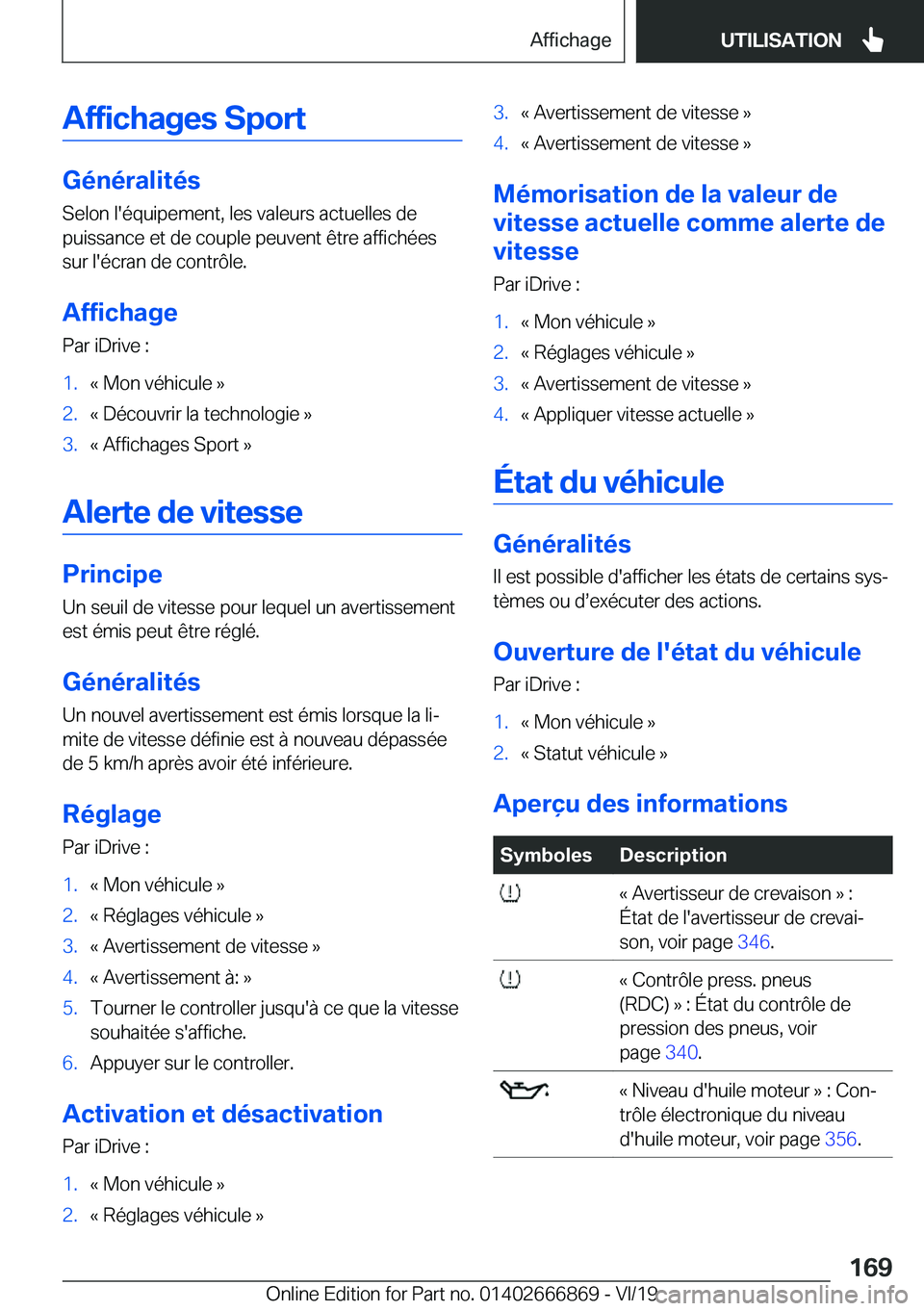 BMW X4 M 2020  Notices Demploi (in French) �A�f�f�i�c�h�a�g�e�s��S�p�o�r�t
�G�é�n�é�r�a�l�i�t�é�s�S�e�l�o�n��l�'�é�q�u�i�p�e�m�e�n�t�,��l�e�s��v�a�l�e�u�r�s��a�c�t�u�e�l�l�e�s��d�e
�p�u�i�s�s�a�n�c�e��e�t��d�e��c�o�u�p�l�e��p
