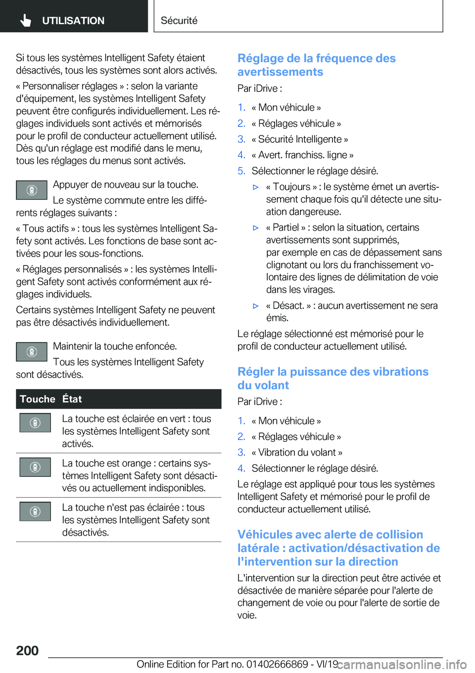 BMW X4 M 2020  Notices Demploi (in French) �S�i��t�o�u�s��l�e�s��s�y�s�t�è�m�e�s��I�n�t�e�l�l�i�g�e�n�t��S�a�f�e�t�y��é�t�a�i�e�n�t
�d�é�s�a�c�t�i�v�é�s�,��t�o�u�s��l�e�s��s�y�s�t�è�m�e�s��s�o�n�t��a�l�o�r�s��a�c�t�i�v�é�s�.
