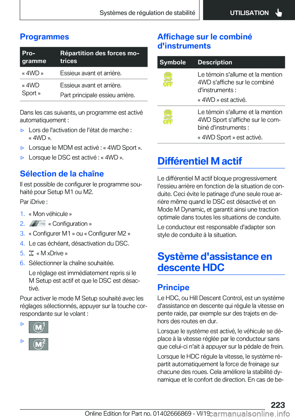 BMW X4 M 2020  Notices Demploi (in French) �P�r�o�g�r�a�m�m�e�s�P�r�oj
�g�r�a�m�m�e�R�é�p�a�r�t�i�t�i�o�n��d�e�s��f�o�r�c�e�s��m�oj
�t�r�i�c�e�s�k��4�W�D��{�E�s�s�i�e�u�x��a�v�a�n�t��e�t��a�r�r�i�è�r�e�.�k��4�W�D
�S�p�o�r�t��{�E�