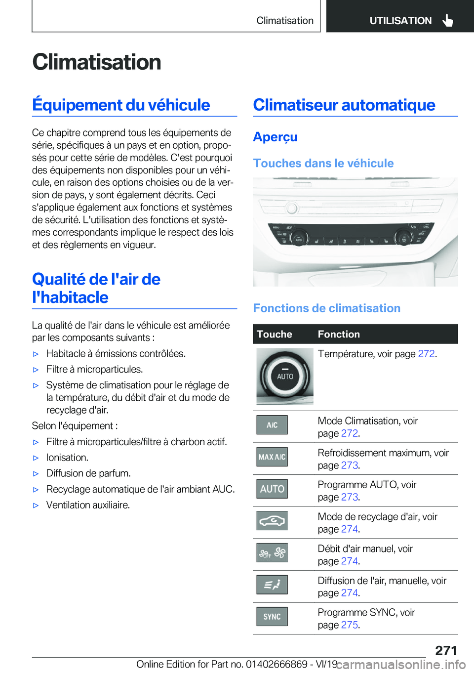 BMW X4 M 2020  Notices Demploi (in French) �C�l�i�m�a�t�i�s�a�t�i�o�n�