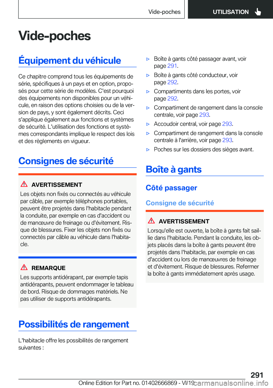 BMW X4 M 2020  Notices Demploi (in French) �V�i�d�e�-�p�o�c�h�e�s�