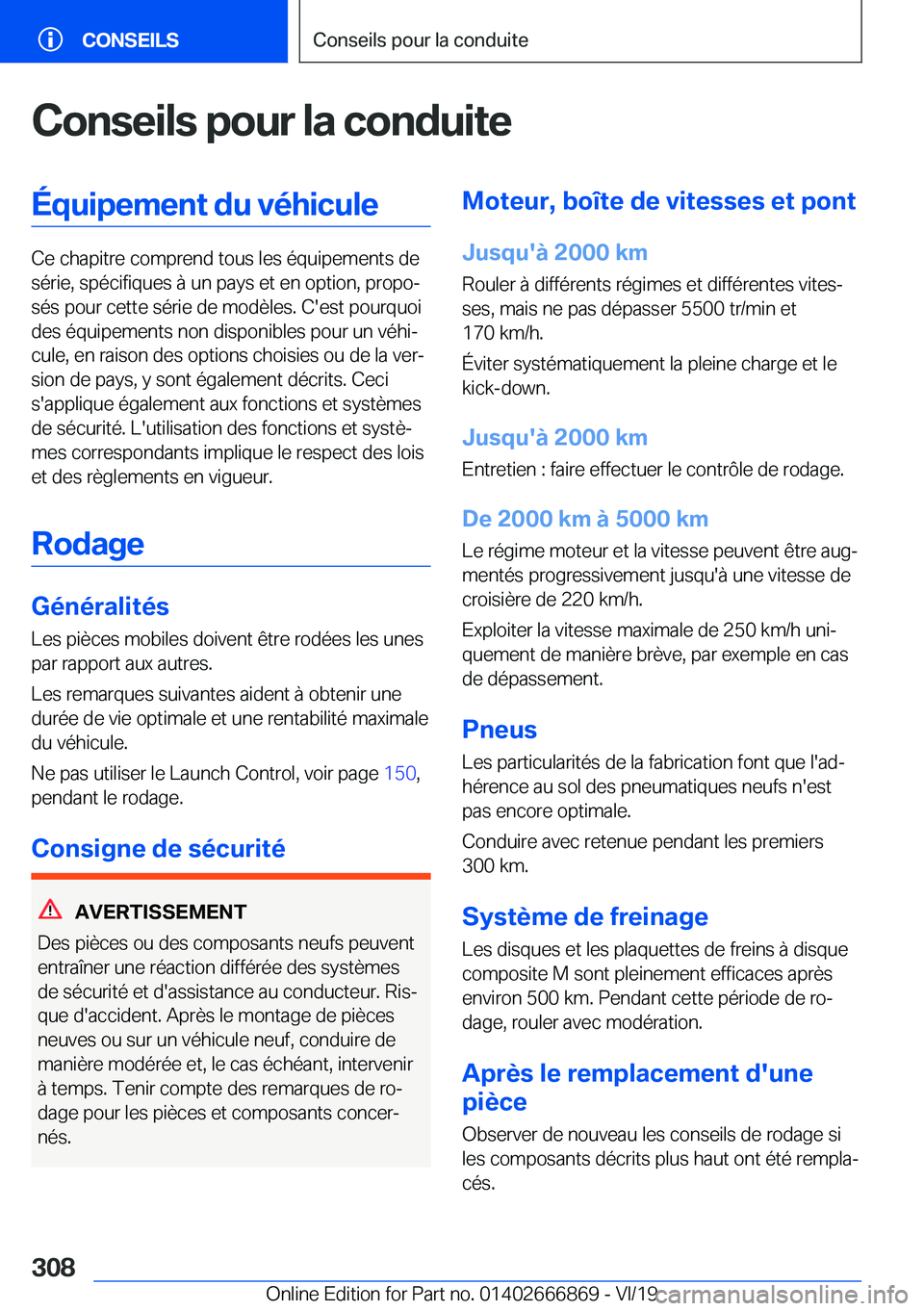 BMW X4 M 2020  Notices Demploi (in French) �C�o�n�s�e�i�l�s��p�o�u�r��l�a��c�o�n�d�u�i�t�e�