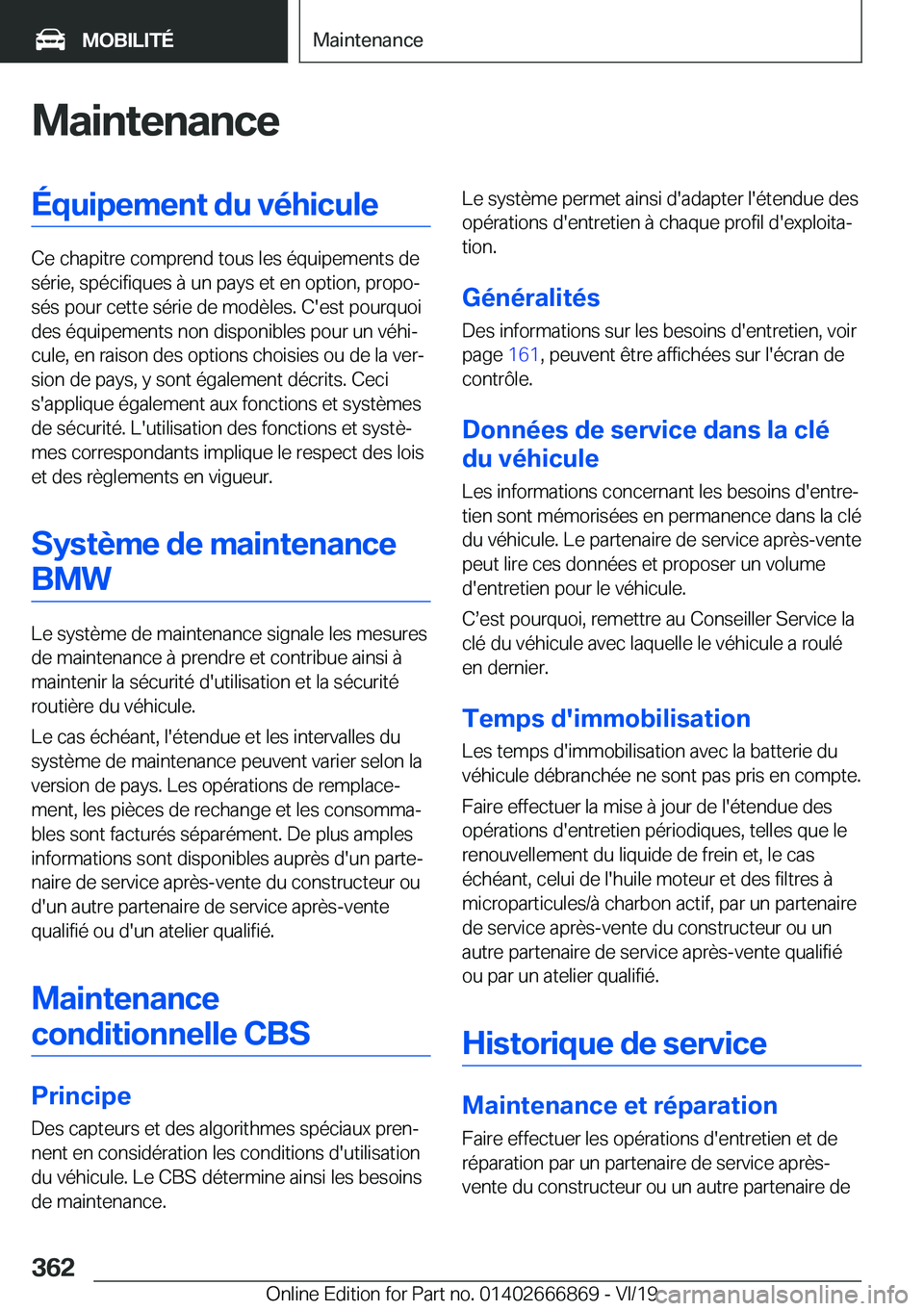 BMW X4 M 2020  Notices Demploi (in French) �M�a�i�n�t�e�n�a�n�c�e�