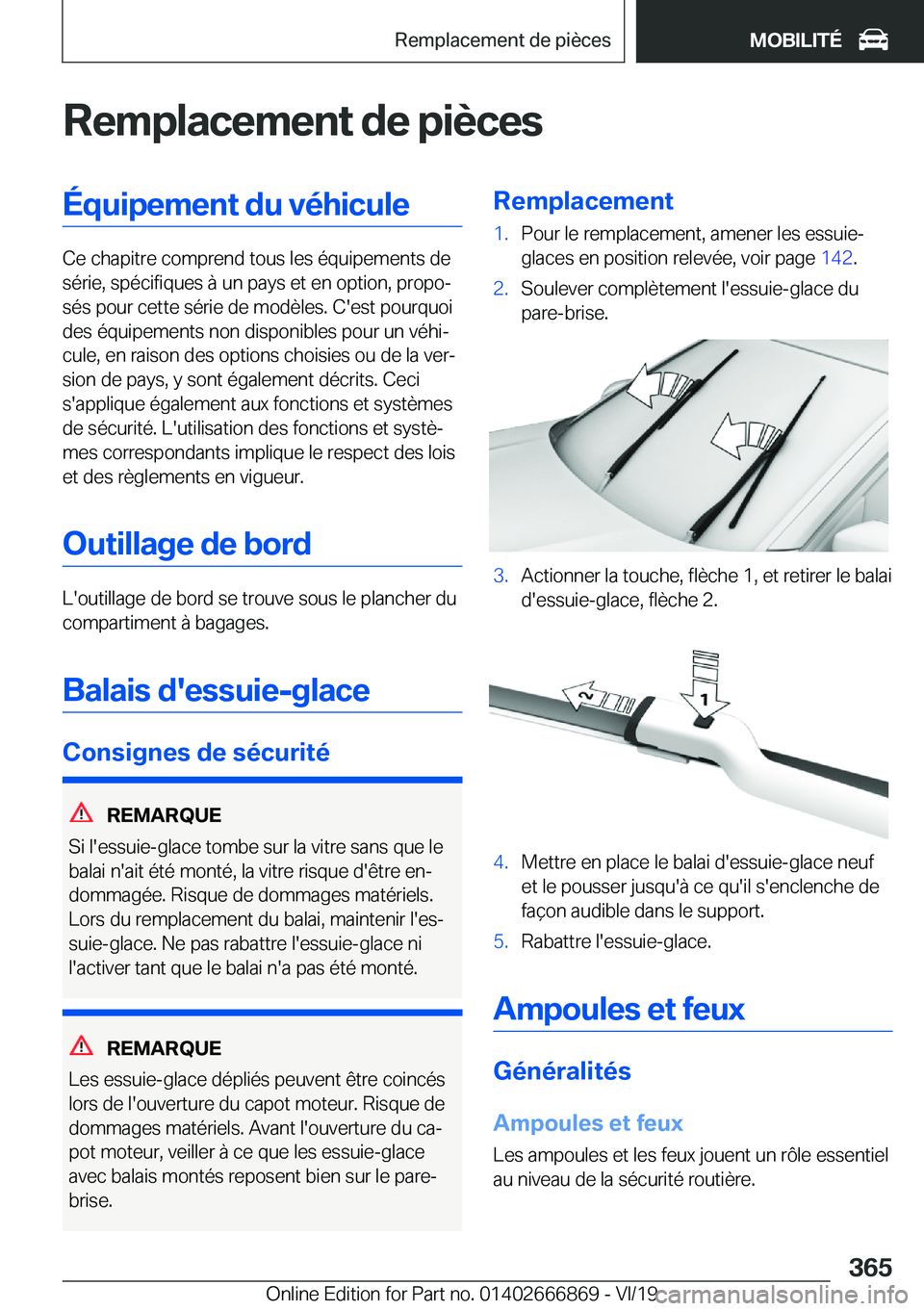 BMW X4 M 2020  Notices Demploi (in French) �R�e�m�p�l�a�c�e�m�e�n�t��d�e��p�i�è�c�e�s�
