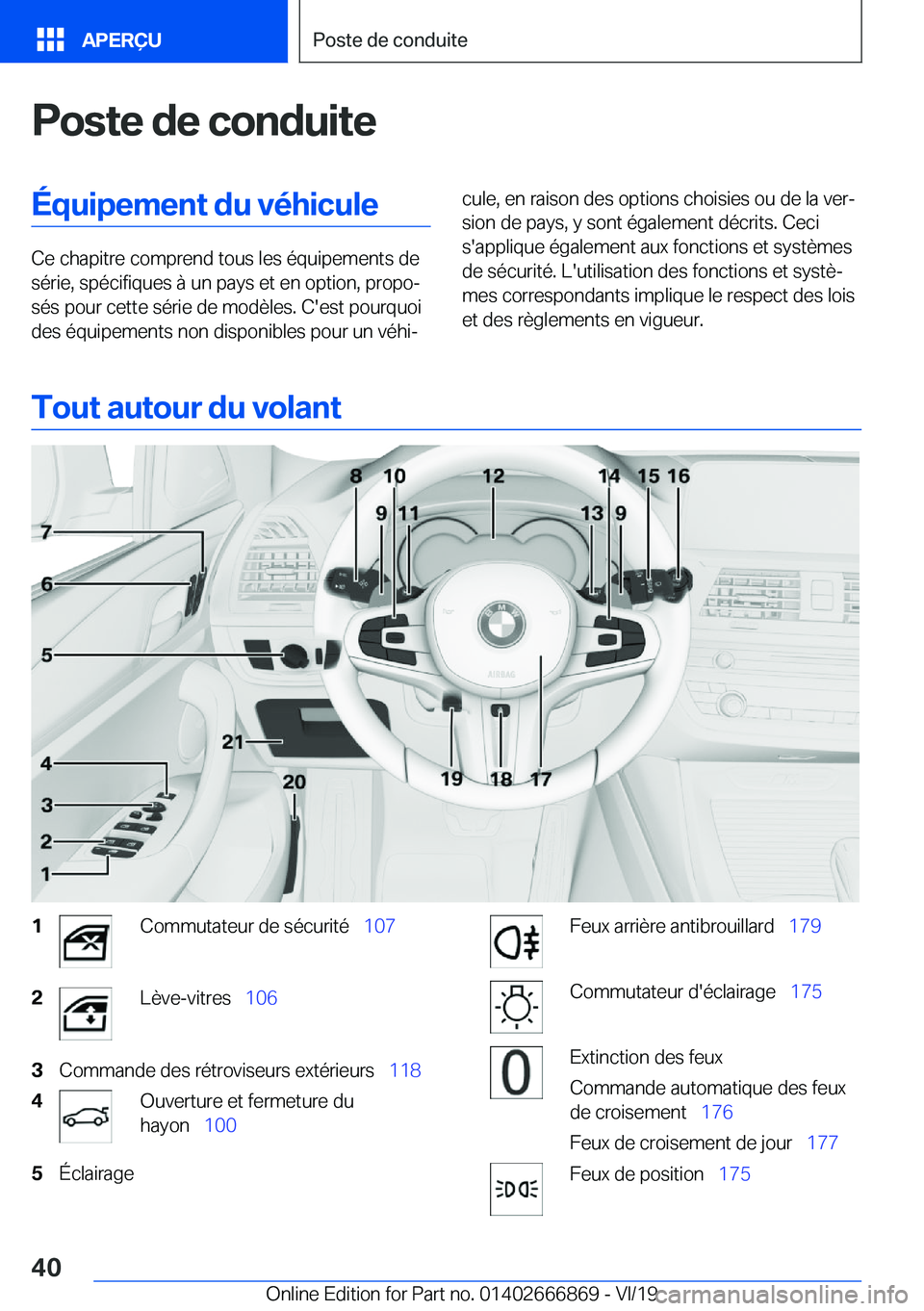 BMW X4 M 2020  Notices Demploi (in French) �P�o�s�t�e��d�e��c�o�n�d�u�i�t�e�
