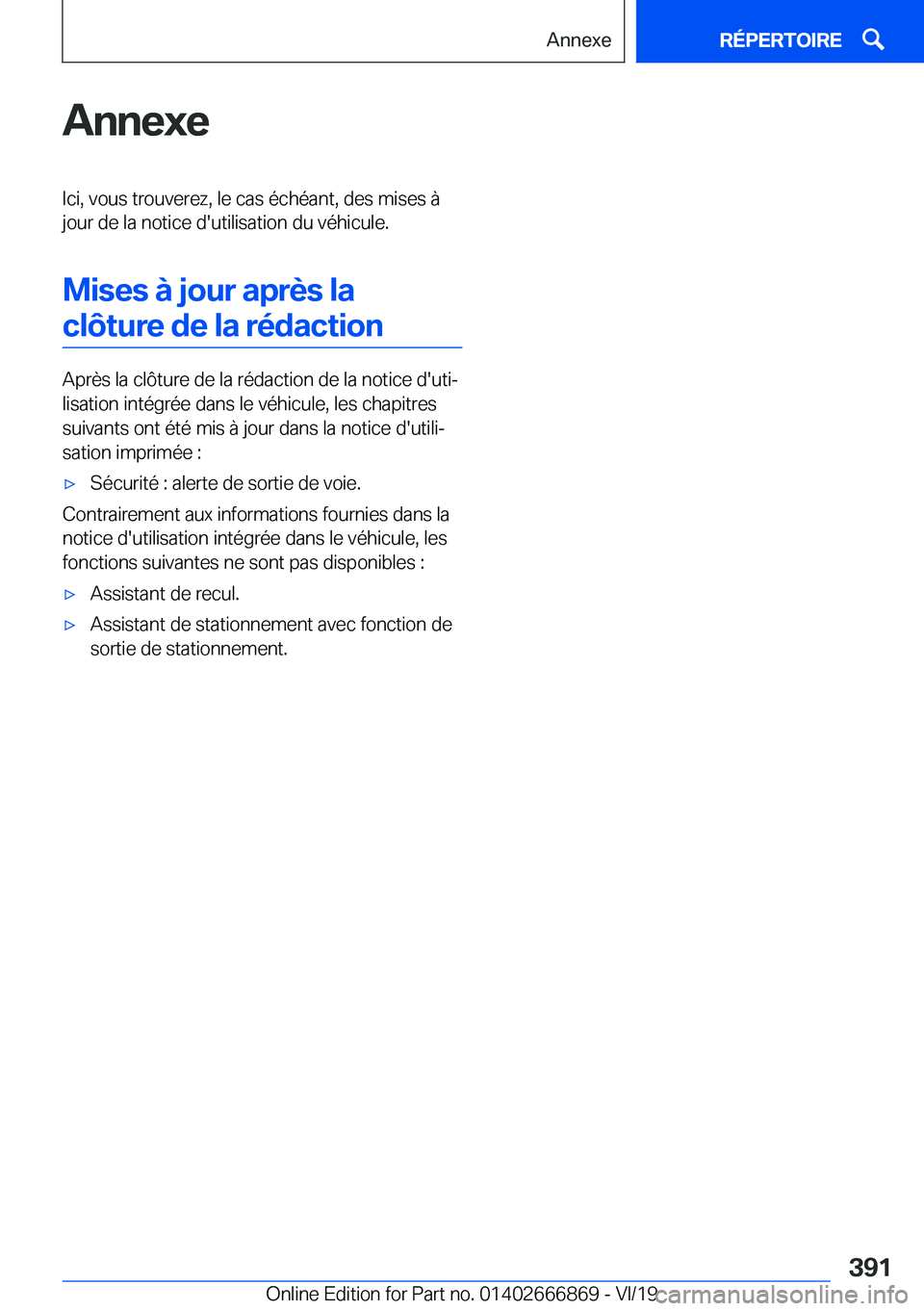 BMW X4 M 2020  Notices Demploi (in French) �A�n�n�e�x�e�I�c�i�,��v�o�u�s��t�r�o�u�v�e�r�e�z�,��l�e��c�a�s��é�c�h�é�a�n�t�,��d�e�s��m�i�s�e�s��