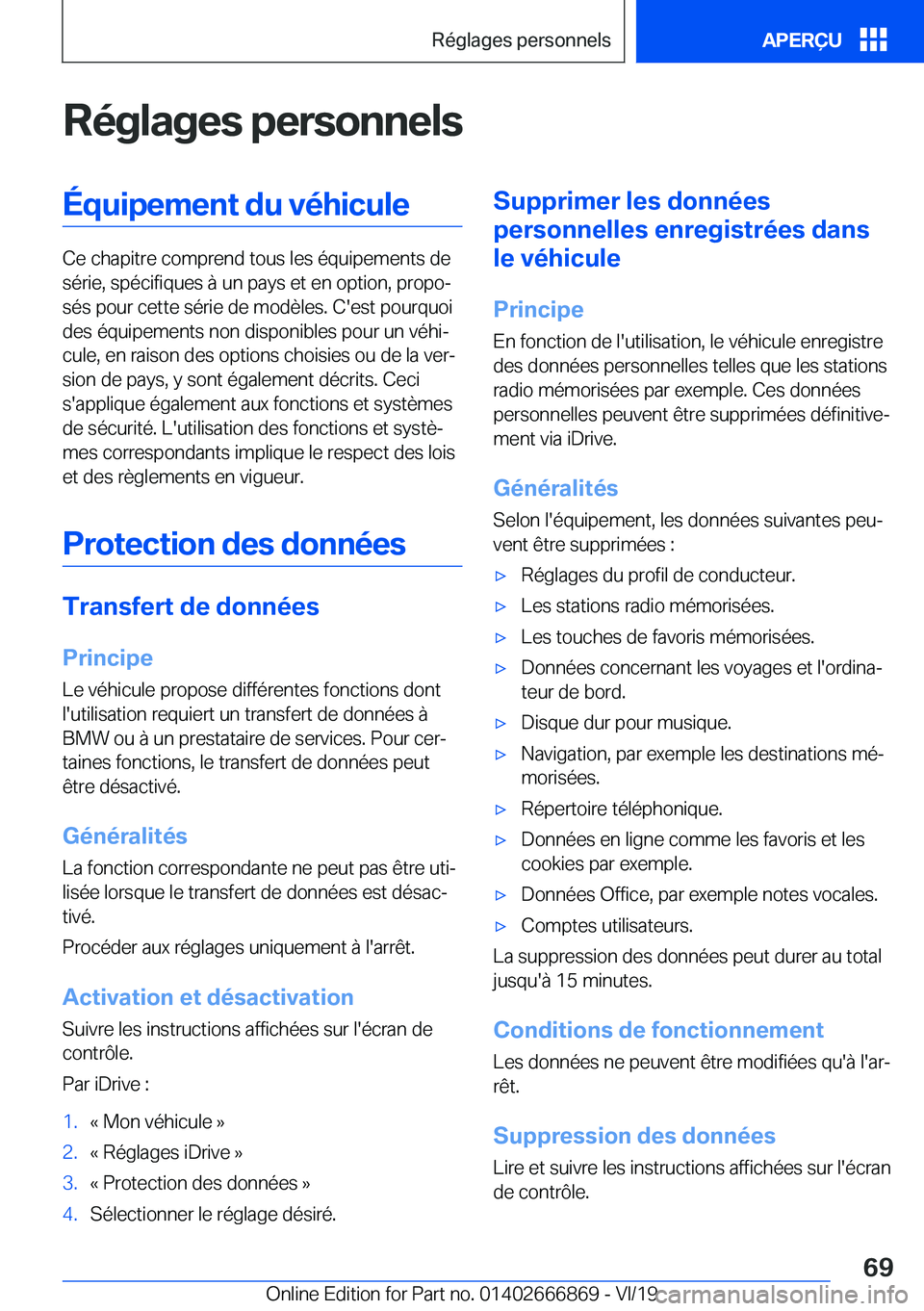 BMW X4 M 2020  Notices Demploi (in French) �R�é�g�l�a�g�e�s��p�e�r�s�o�n�n�e�l�s�