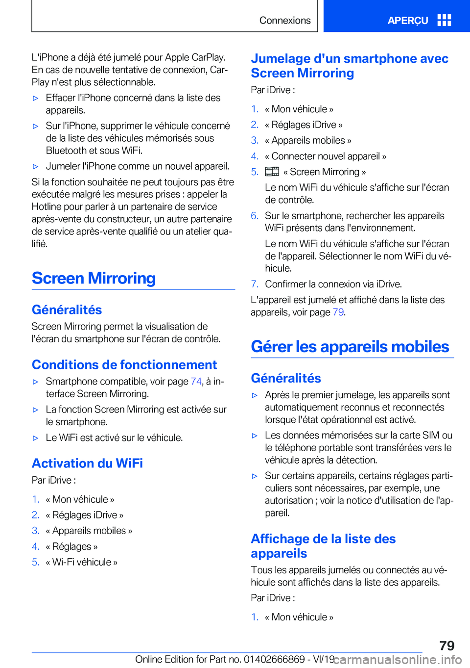 BMW X4 M 2020  Notices Demploi (in French) �L�'�i�P�h�o�n�e��a��d�é�j�