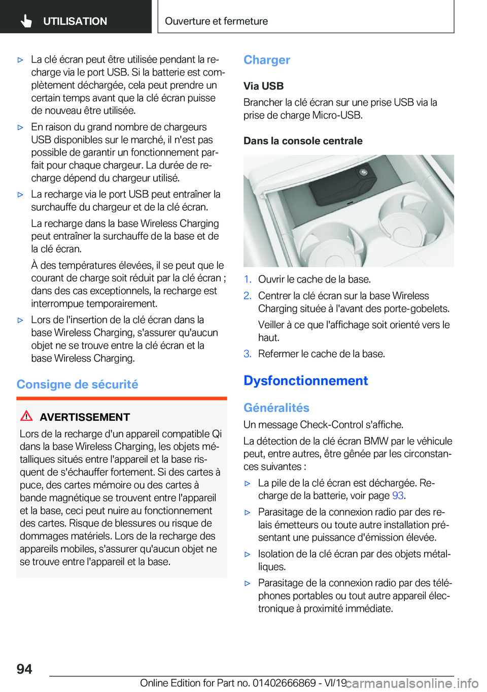 BMW X4 M 2020  Notices Demploi (in French) 'x�L�a��c�l�é��é�c�r�a�n��p�e�u�t��ê�t�r�e��u�t�i�l�i�s�é�e��p�e�n�d�a�n�t��l�a��r�ej�c�h�a�r�g�e��v�i�a��l�e��p�o�r�t��U�S�B�.��S�i��l�a��b�a�t�t�e�r�i�e��e�s�t��c�o�mj
�p�