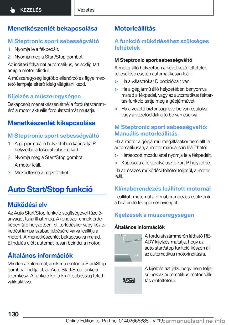 BMW X4 M 2020  Kezelési útmutató (in Hungarian) �M�e�n�e�t�k�