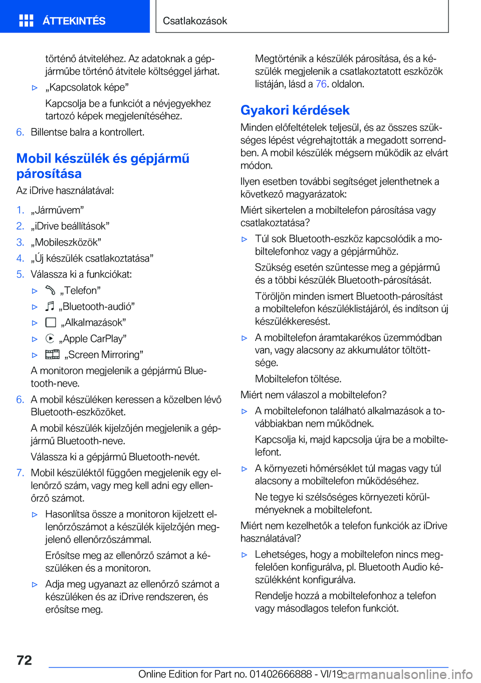 BMW X4 M 2020  Kezelési útmutató (in Hungarian) �t�