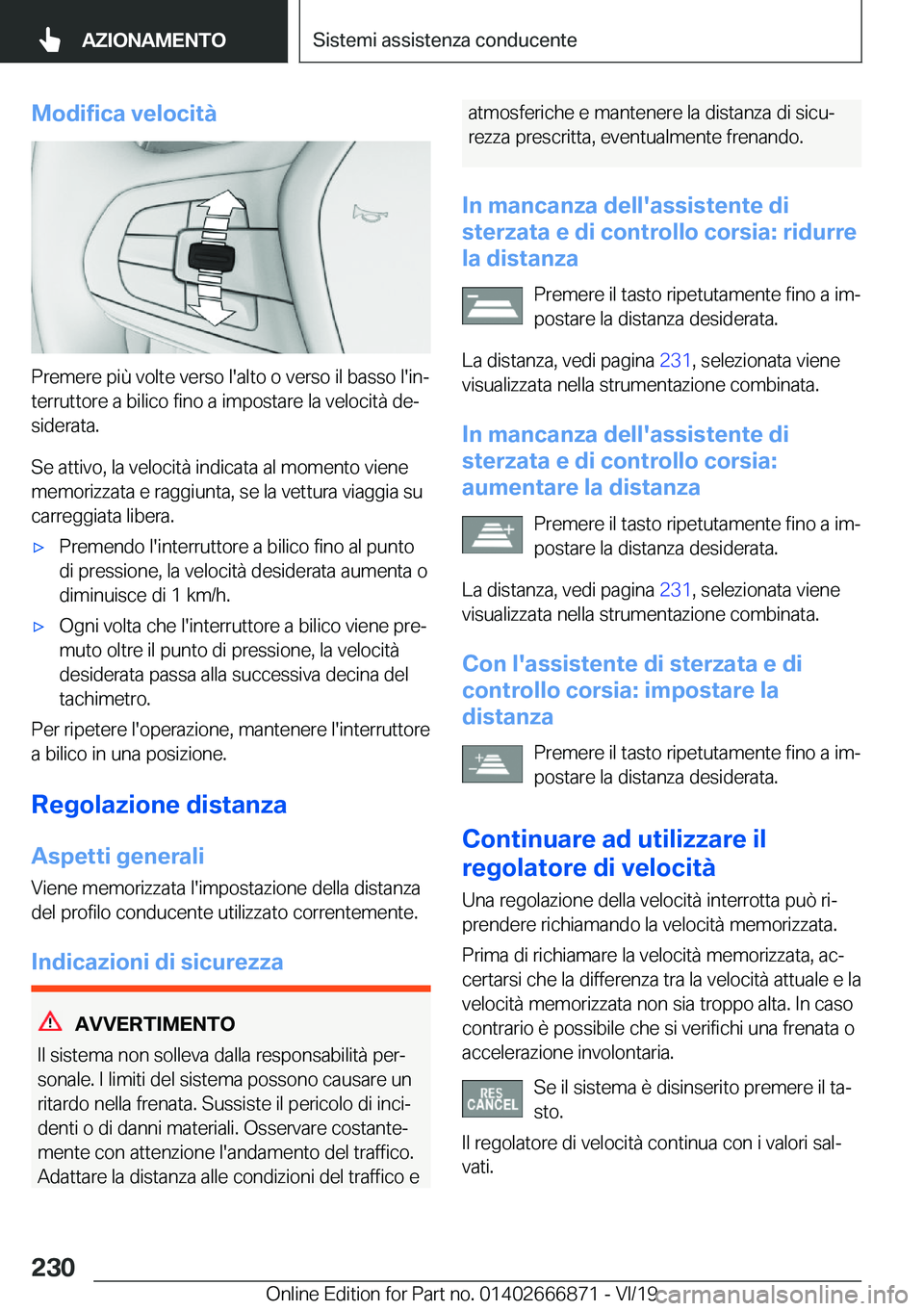 BMW X4 M 2020  Libretti Di Uso E manutenzione (in Italian) �M�o�d�i�f�i�c�a��v�e�l�o�c�i�t�