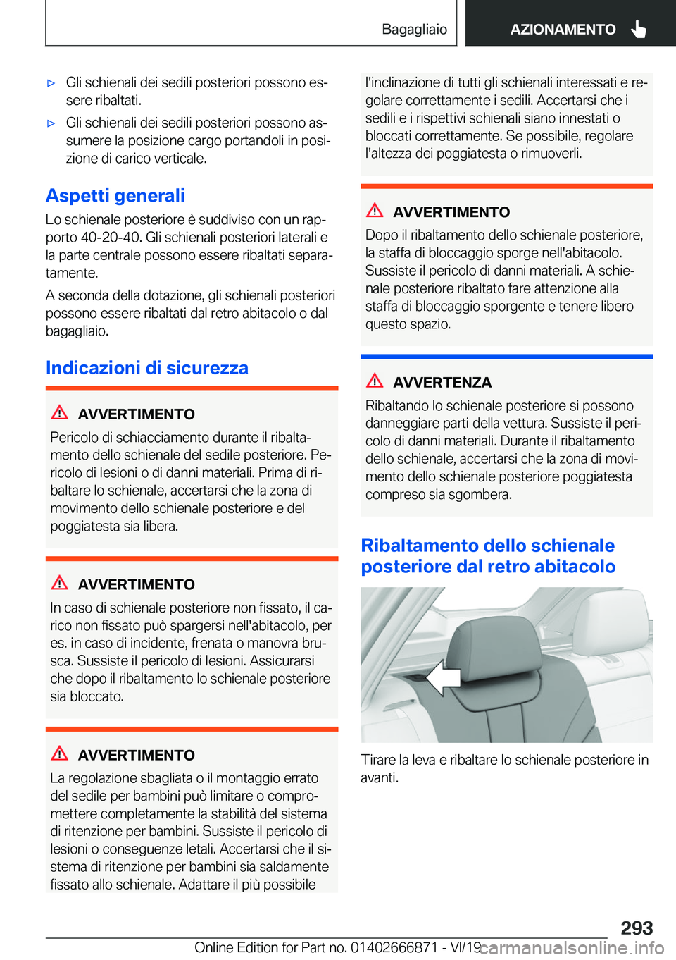 BMW X4 M 2020  Libretti Di Uso E manutenzione (in Italian) 'x�G�l�i��s�c�h�i�e�n�a�l�i��d�e�i��s�e�d�i�l�i��p�o�s�t�e�r�i�o�r�i��p�o�s�s�o�n�o��e�sª
�s�e�r�e��r�i�b�a�l�t�a�t�i�.'x�G�l�i��s�c�h�i�e�n�a�l�i��d�e�i��s�e�d�i�l�i��p�o�s�t�e�r