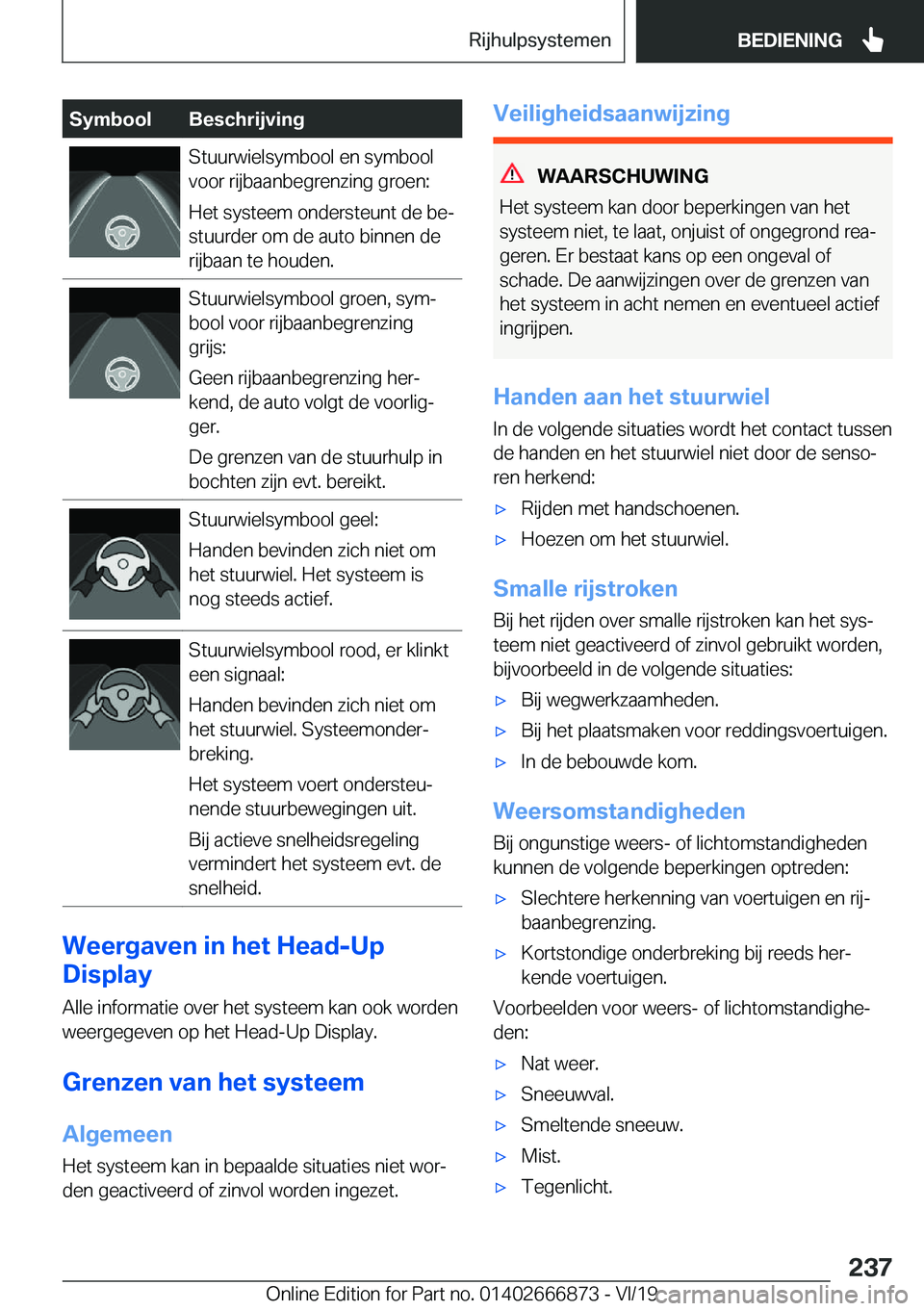 BMW X4 M 2020  Instructieboekjes (in Dutch) �S�y�m�b�o�o�l�B�e�s�c�h�r�i�j�v�i�n�g�S�t�u�u�r�w�i�e�l�s�y�m�b�o�o�l��e�n��s�y�m�b�o�o�l
�v�o�o�r��r�i�j�b�a�a�n�b�e�g�r�e�n�z�i�n�g��g�r�o�e�n�:
�H�e�t��s�y�s�t�e�e�m��o�n�d�e�r�s�t�e�u�n�t�