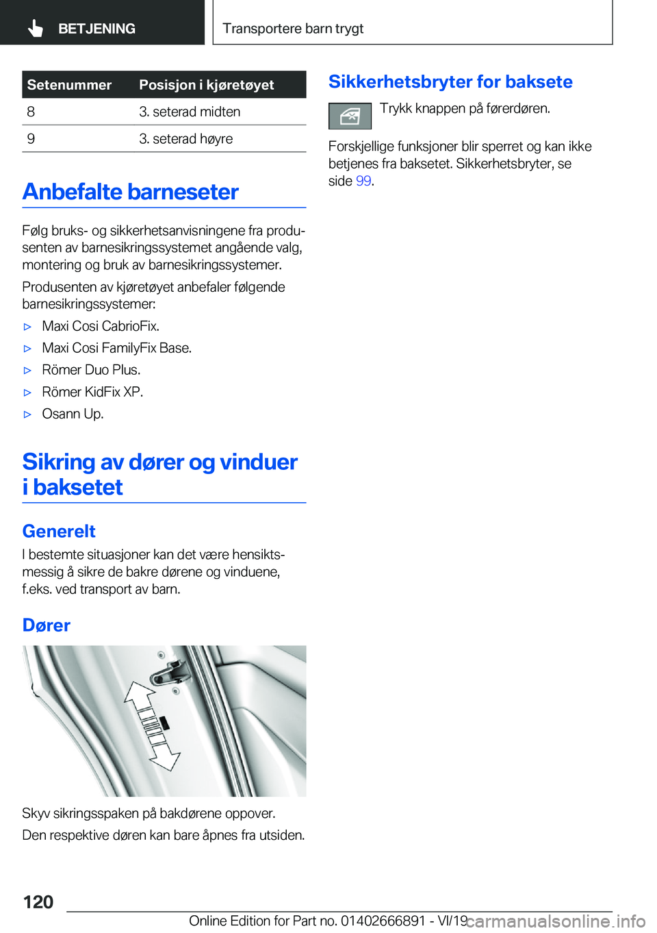 BMW X4 M 2020  InstruksjonsbØker (in Norwegian) �S�e�t�e�n�u�m�m�e�r�P�o�s�i�s�j�o�n��i��k�j�