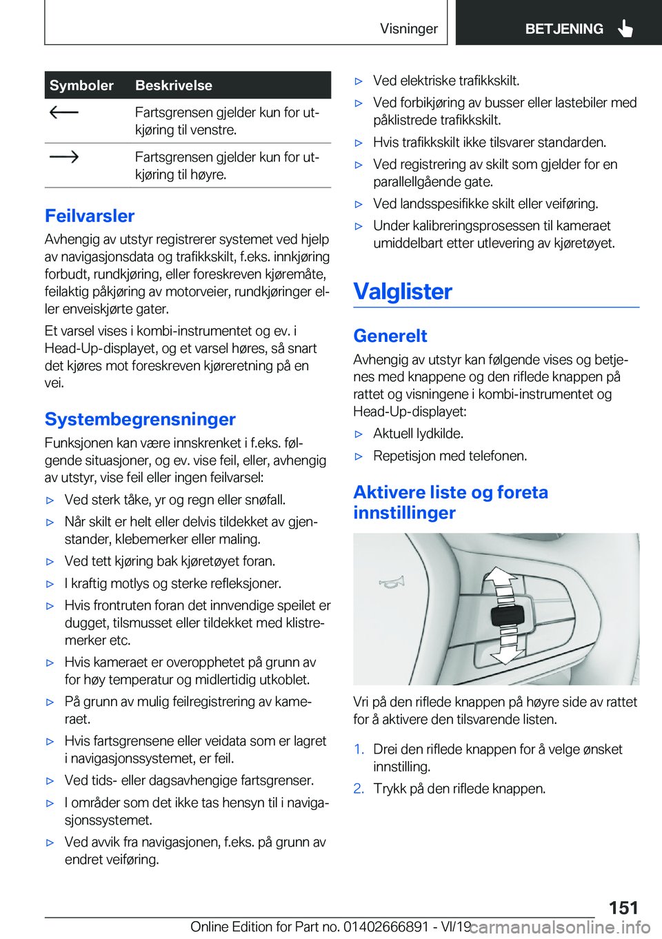 BMW X4 M 2020  InstruksjonsbØker (in Norwegian) �S�y�m�b�o�l�e�r�B�e�s�k�r�i�v�e�l�s�e��F�a�r�t�s�g�r�e�n�s�e�n��g�j�e�l�d�e�r��k�u�n��f�o�r��u�tj
�k�j�